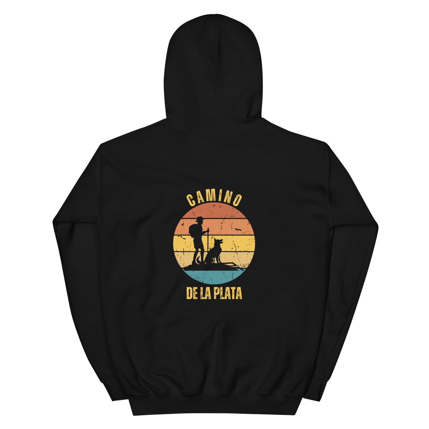 Camino Via de la Plata, Gift for Camino de Santiago, Mozárabe, Spain Keepsake, Hiker with Dog, Unisex Hoodie Buen Camino