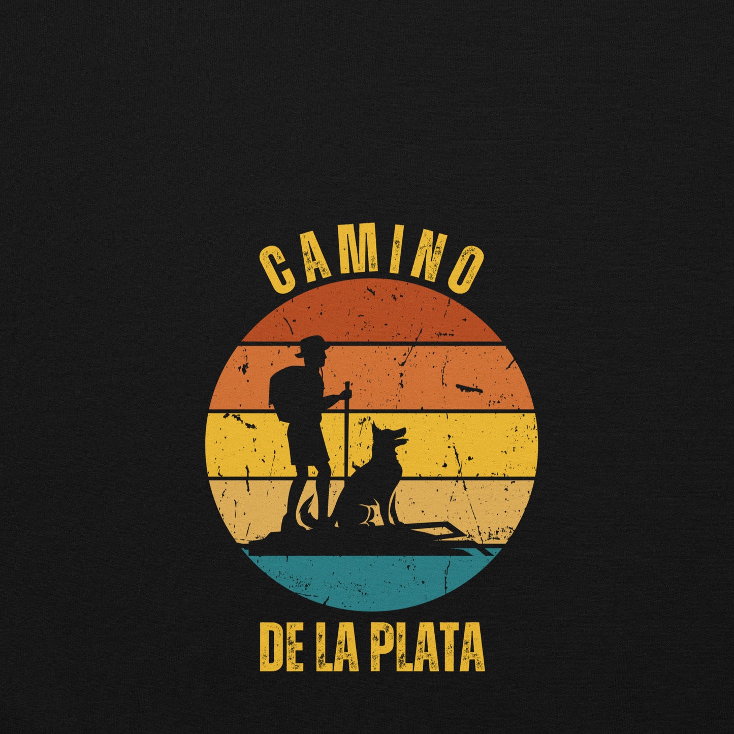 Camino Via de la Plata, Gift for Camino de Santiago, Mozárabe, Spain Keepsake, Hiker with Dog, Unisex Hoodie Buen Camino