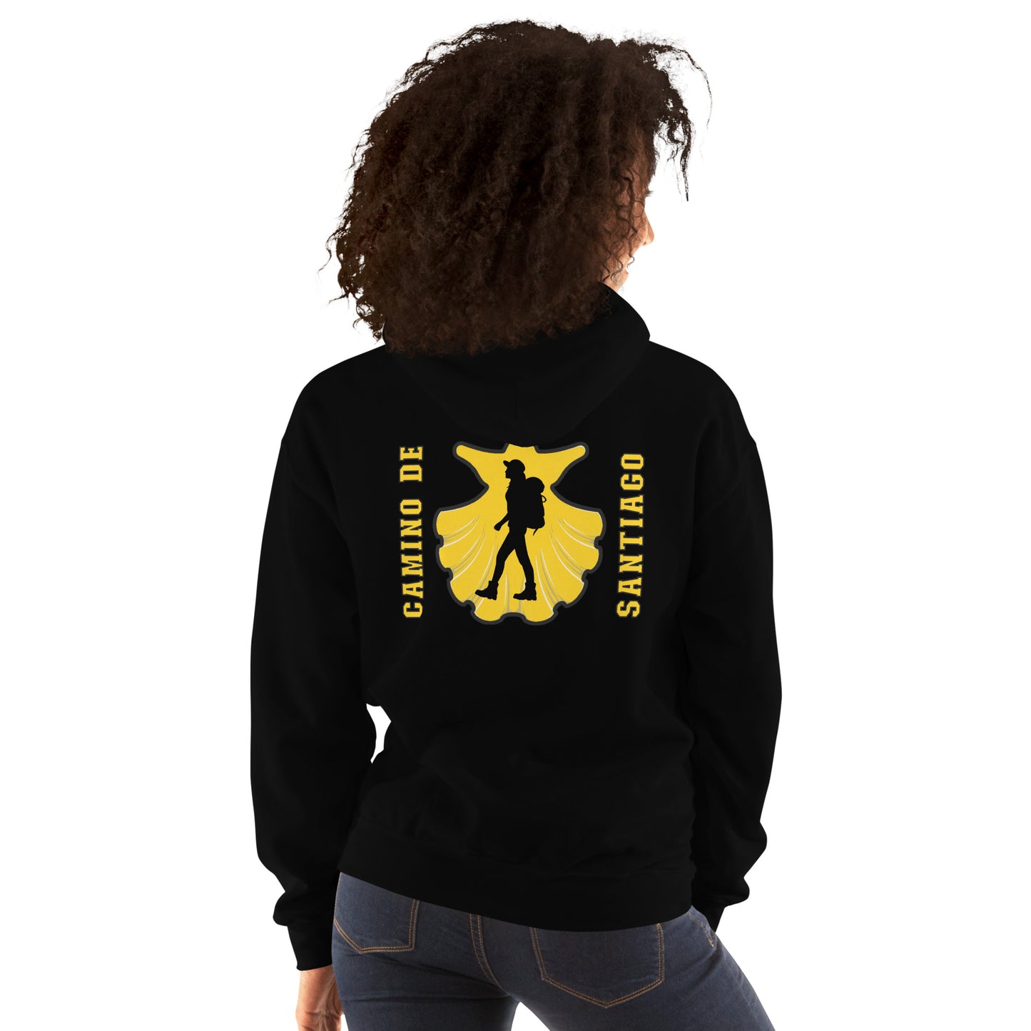 Camino de Santiago Hoodie Seashell Hiker Unisex Black