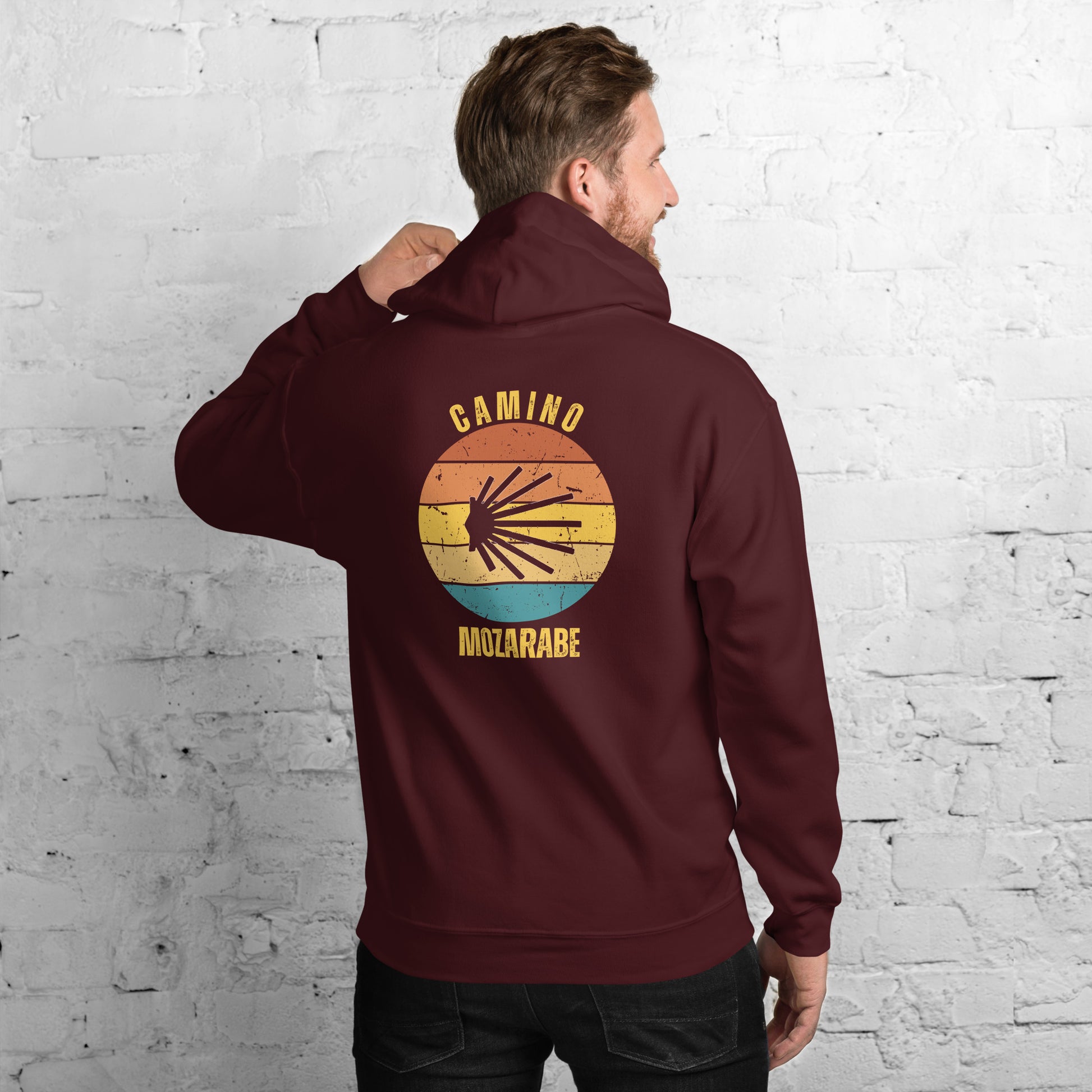 Maroon Camino Hoodie Back Mozarabe and shell