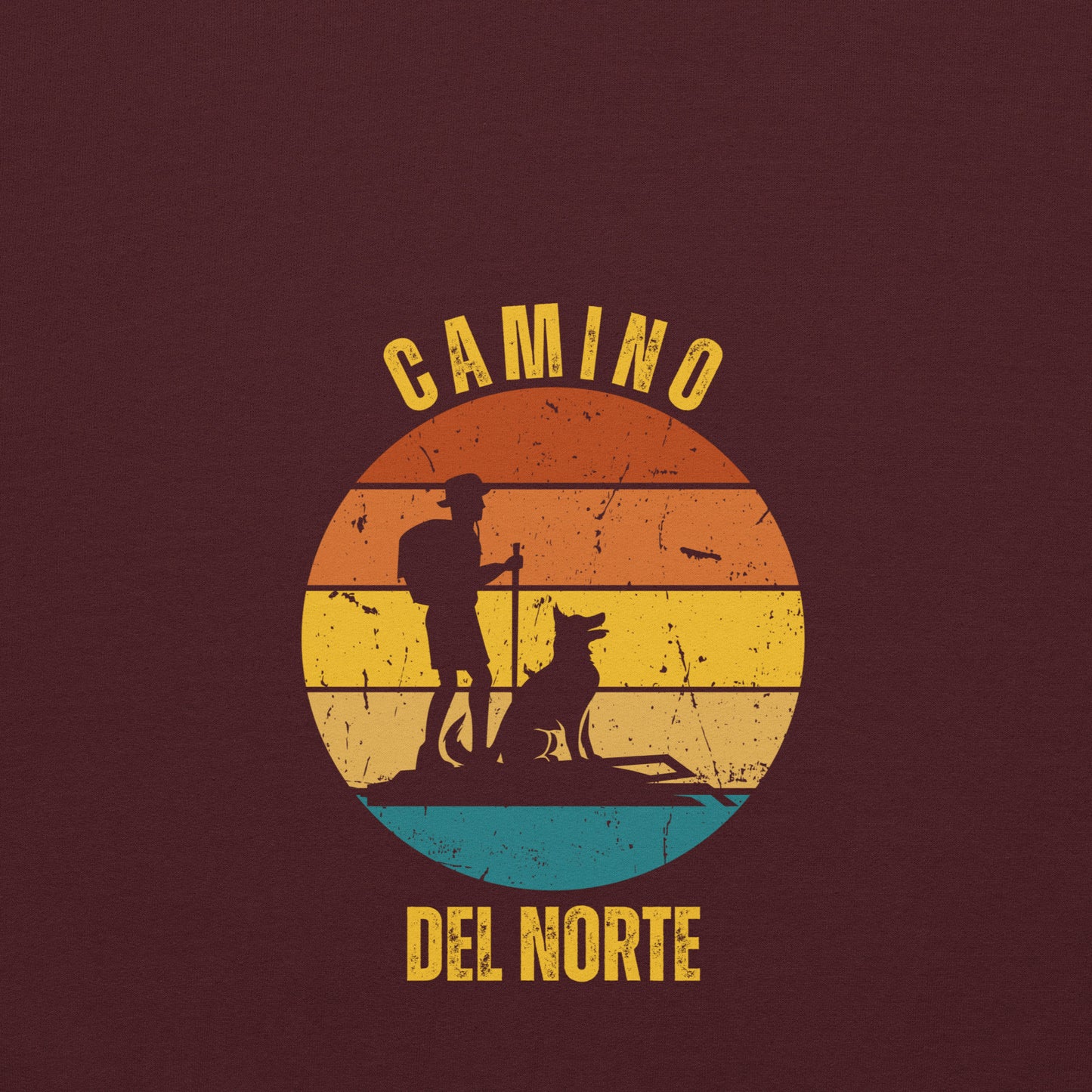 Camino del Norte, Gift for Santiago Northern Way, Spain Keepsake, Hiker with Dog, Unisex Hoodie Buen Camino