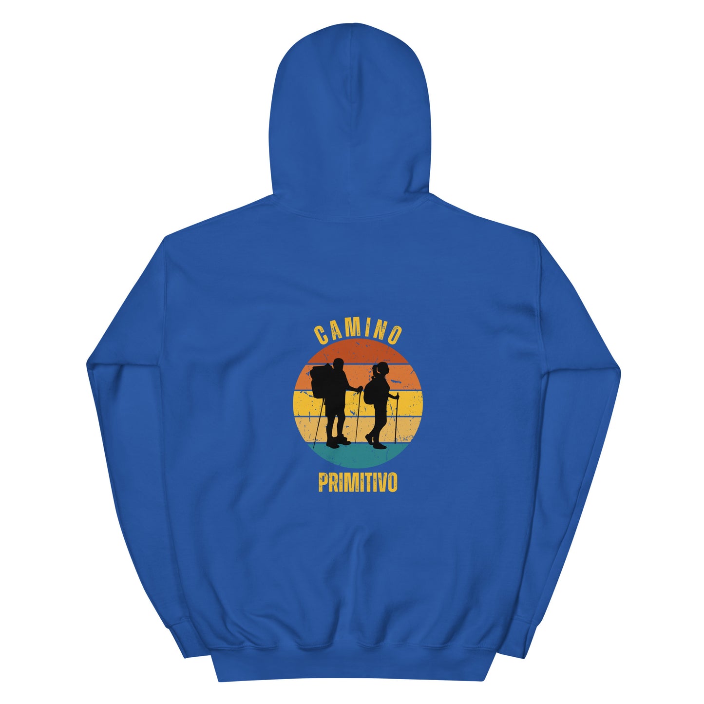 Camino Primitivo, Camino de Santiago Original Way Spain Keepsake, Two Hikers, Unisex Hoodie