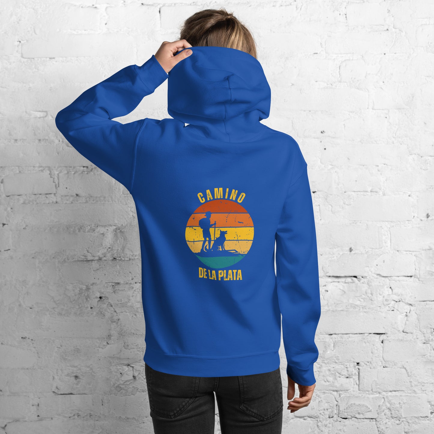 Camino Via de la Plata, Gift for Camino de Santiago, Mozárabe, Spain Keepsake, Hiker with Dog, Unisex Hoodie Buen Camino