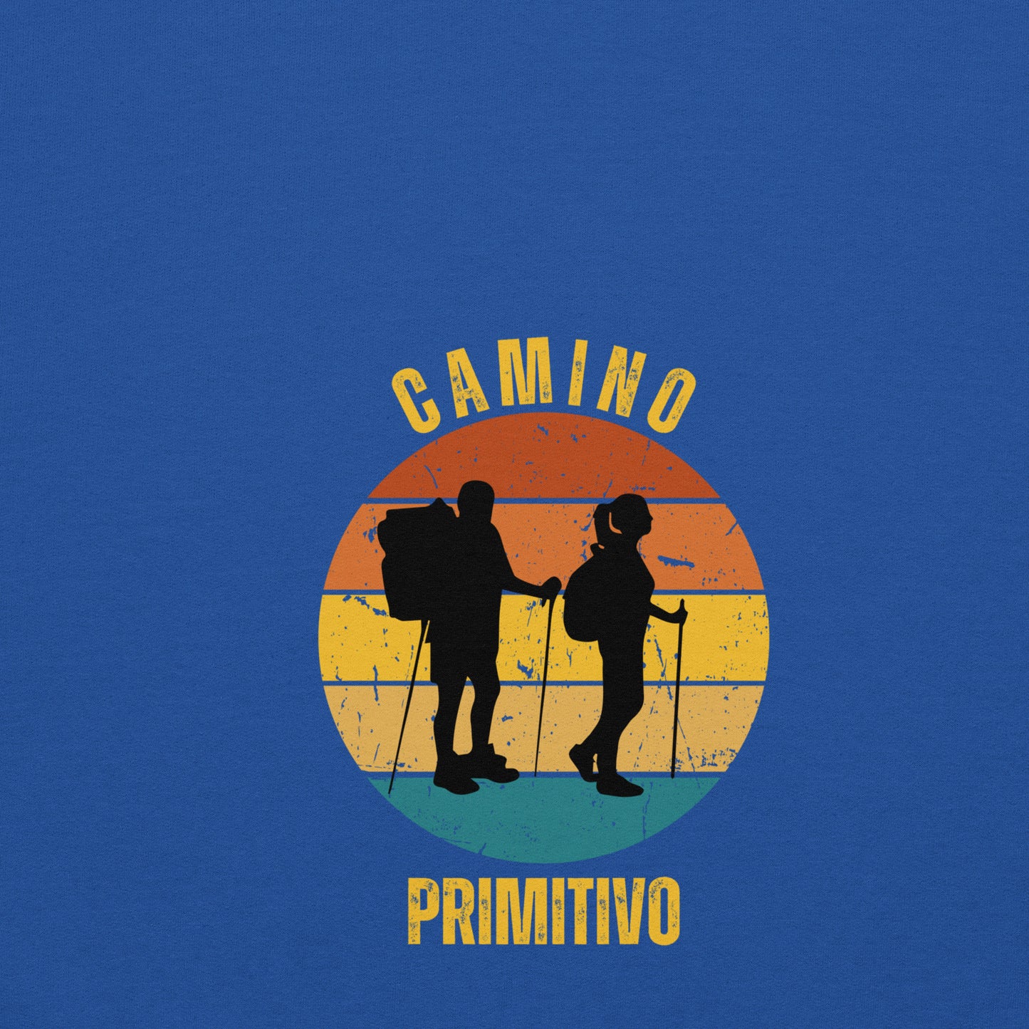 Camino Primitivo, Camino de Santiago Original Way Spain Keepsake, Two Hikers, Unisex Hoodie