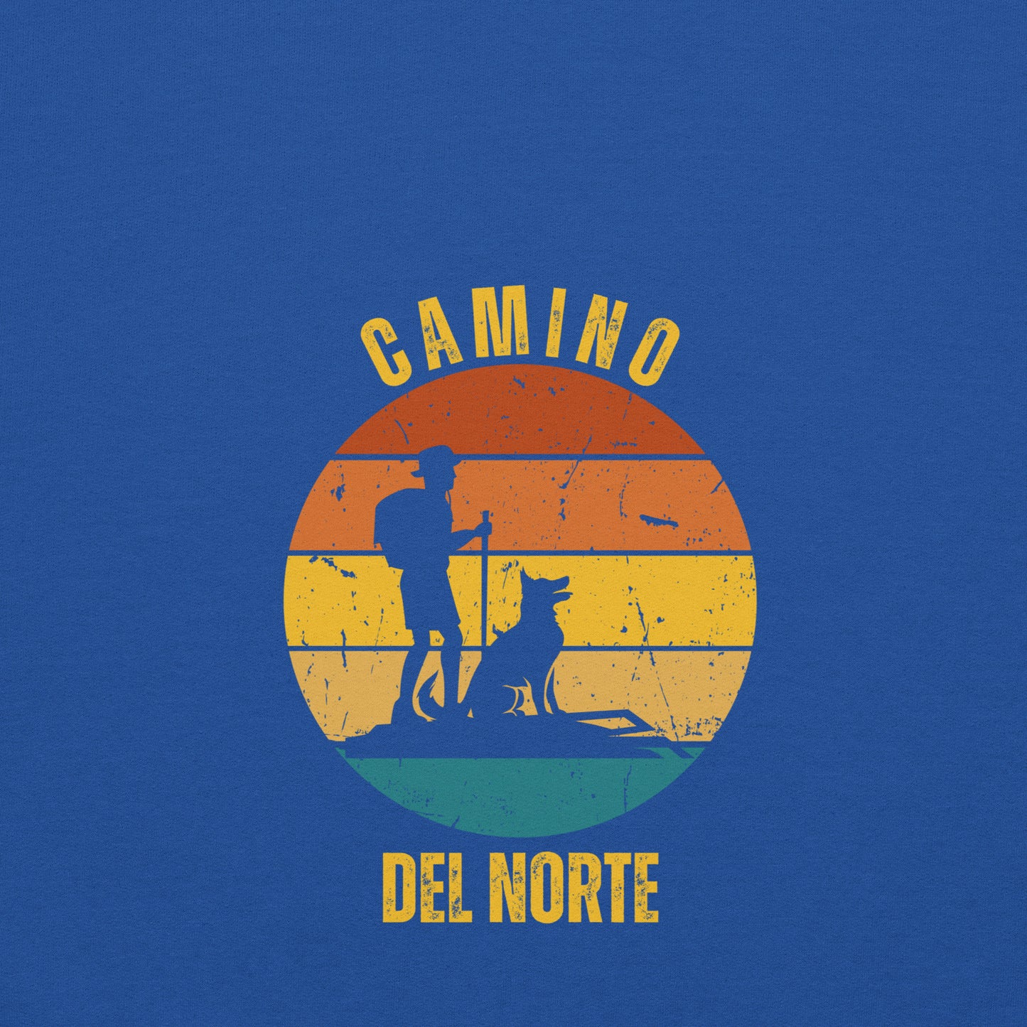 Camino del Norte, Gift for Santiago Northern Way, Spain Keepsake, Hiker with Dog, Unisex Hoodie Buen Camino