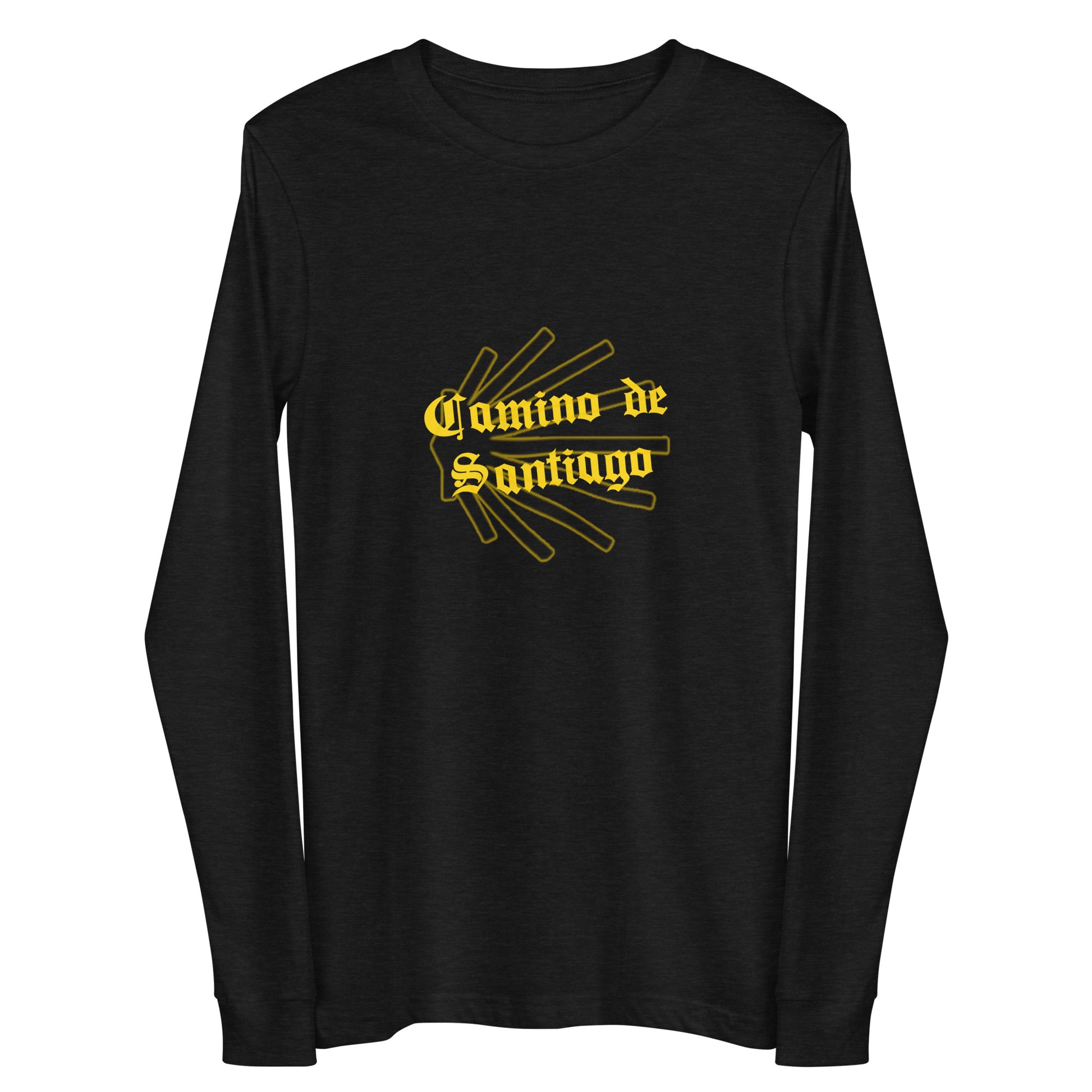 Camino de Santiago de Compostela, Unisex Long Sleeve T-Shirt Heather Black front