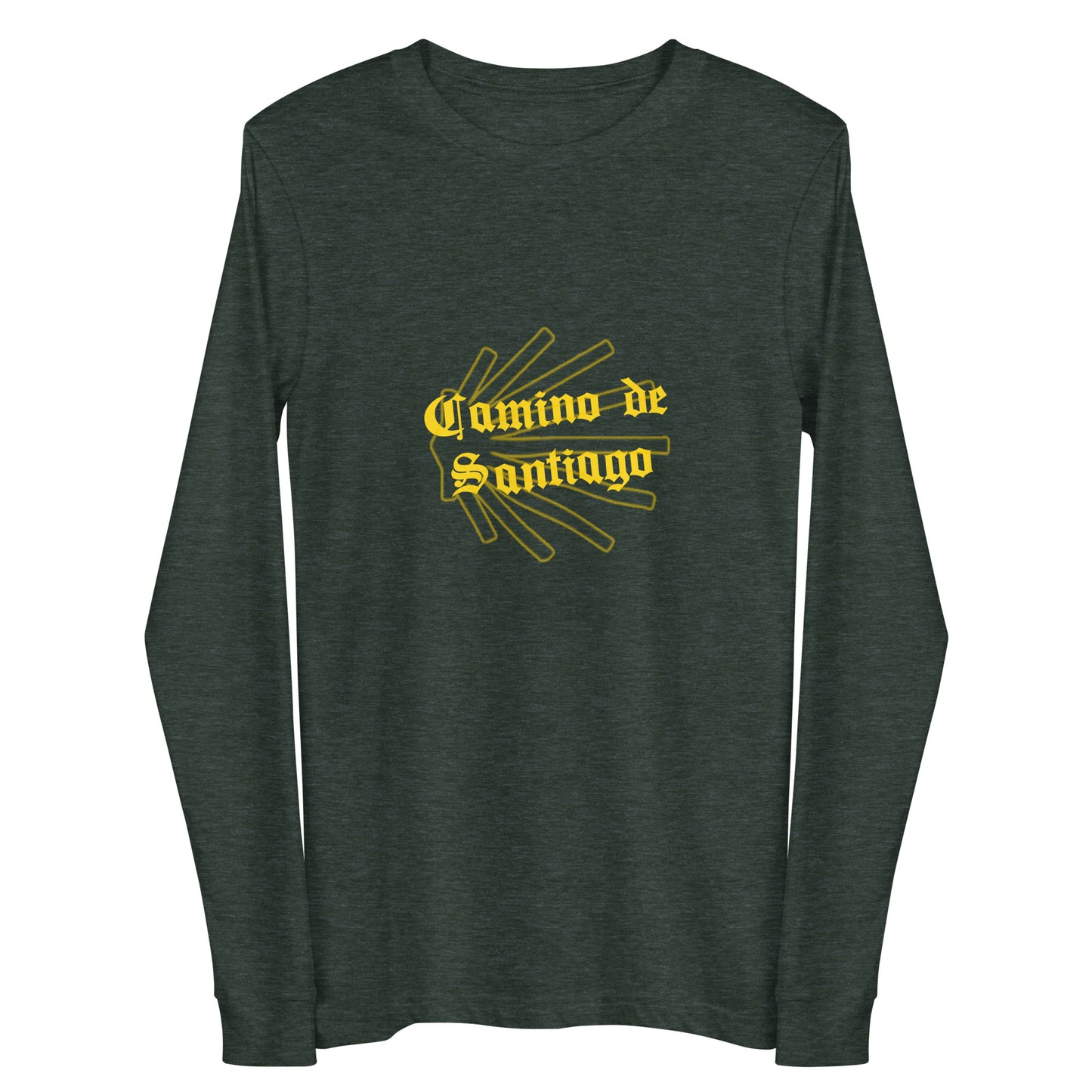 Camino de Santiago de Compostela, Unisex Long Sleeve T-Shirt Heather Forest Front