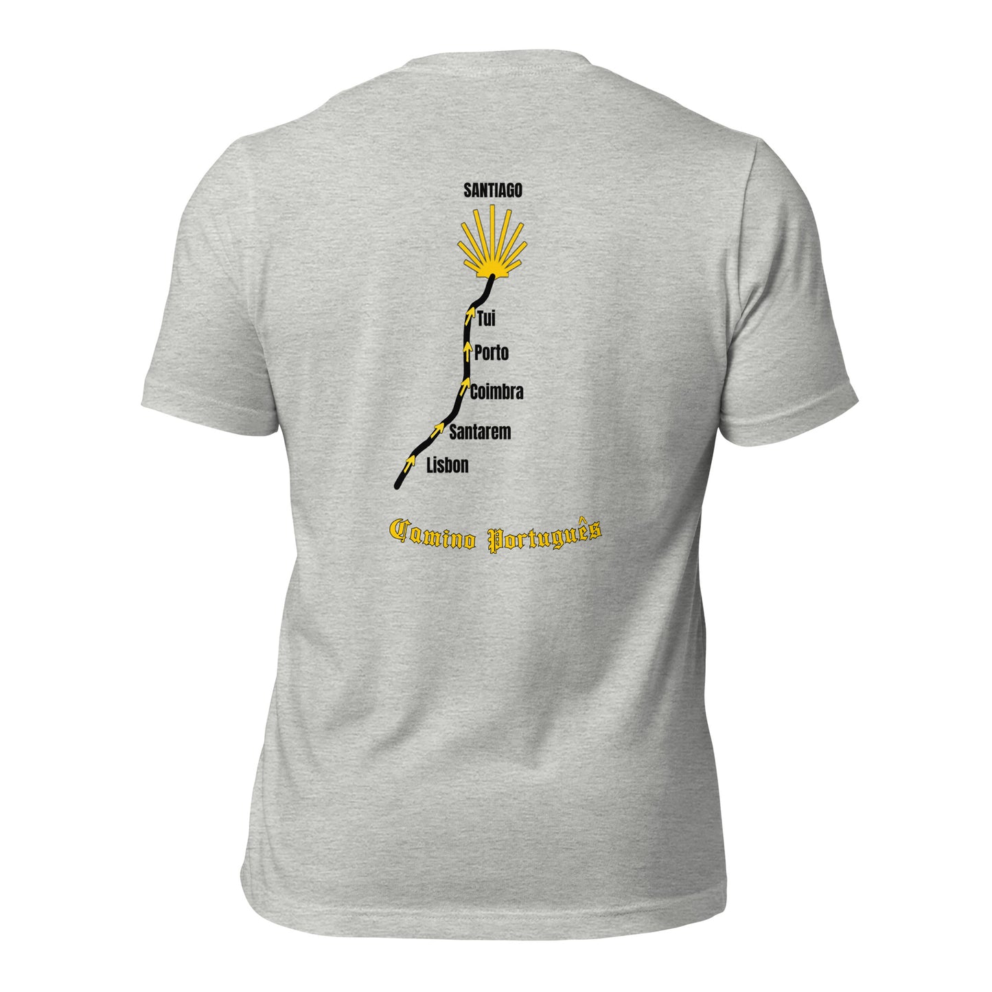 Camino Portugues T-Shirt, Gift for Camino de Santiago Peregrino Back Design, Unisex