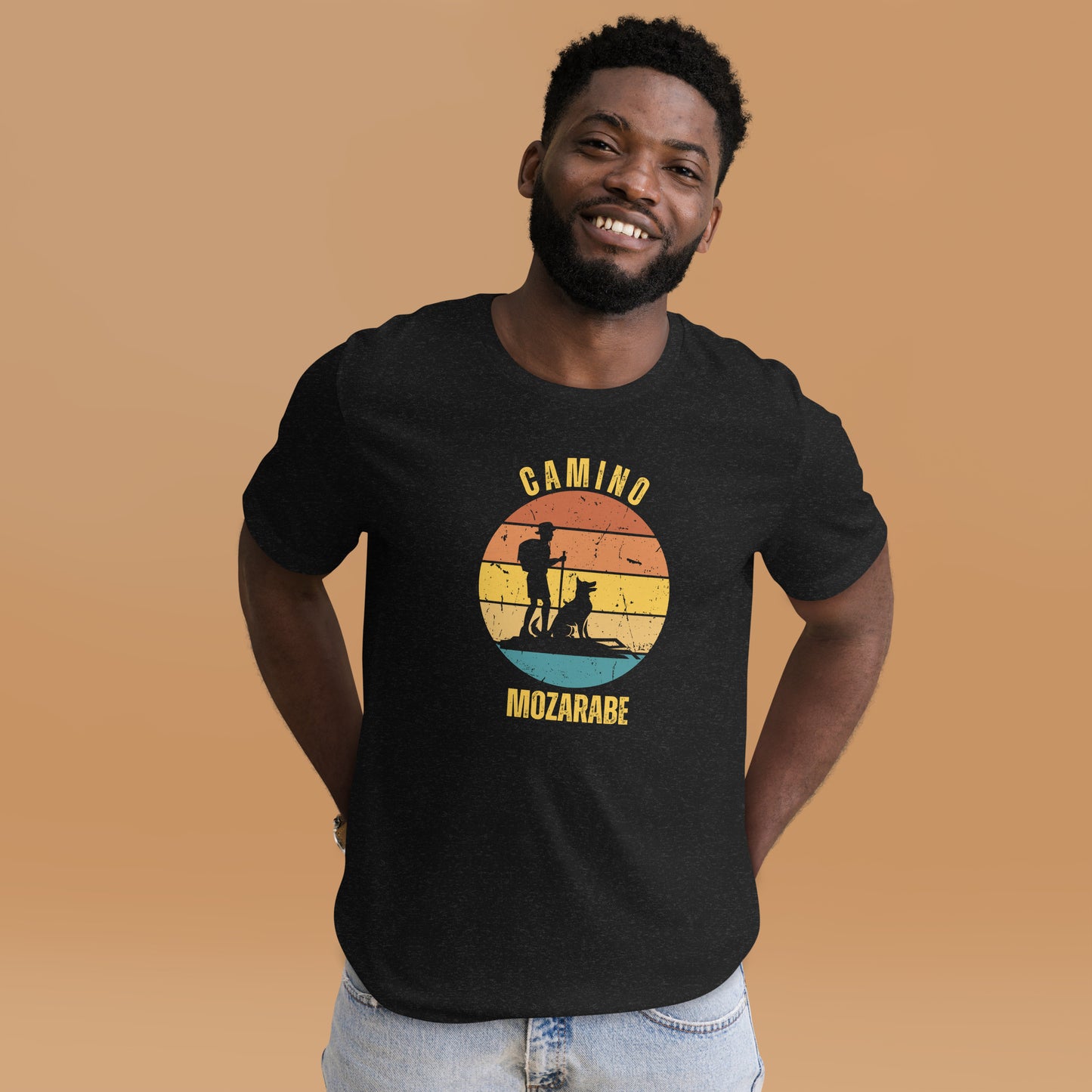 Camino Mozárabe T-Shirt, Gift for Camino de Santiago Spain Peregrino, Keepsake, Hiker with Dog, Unisex