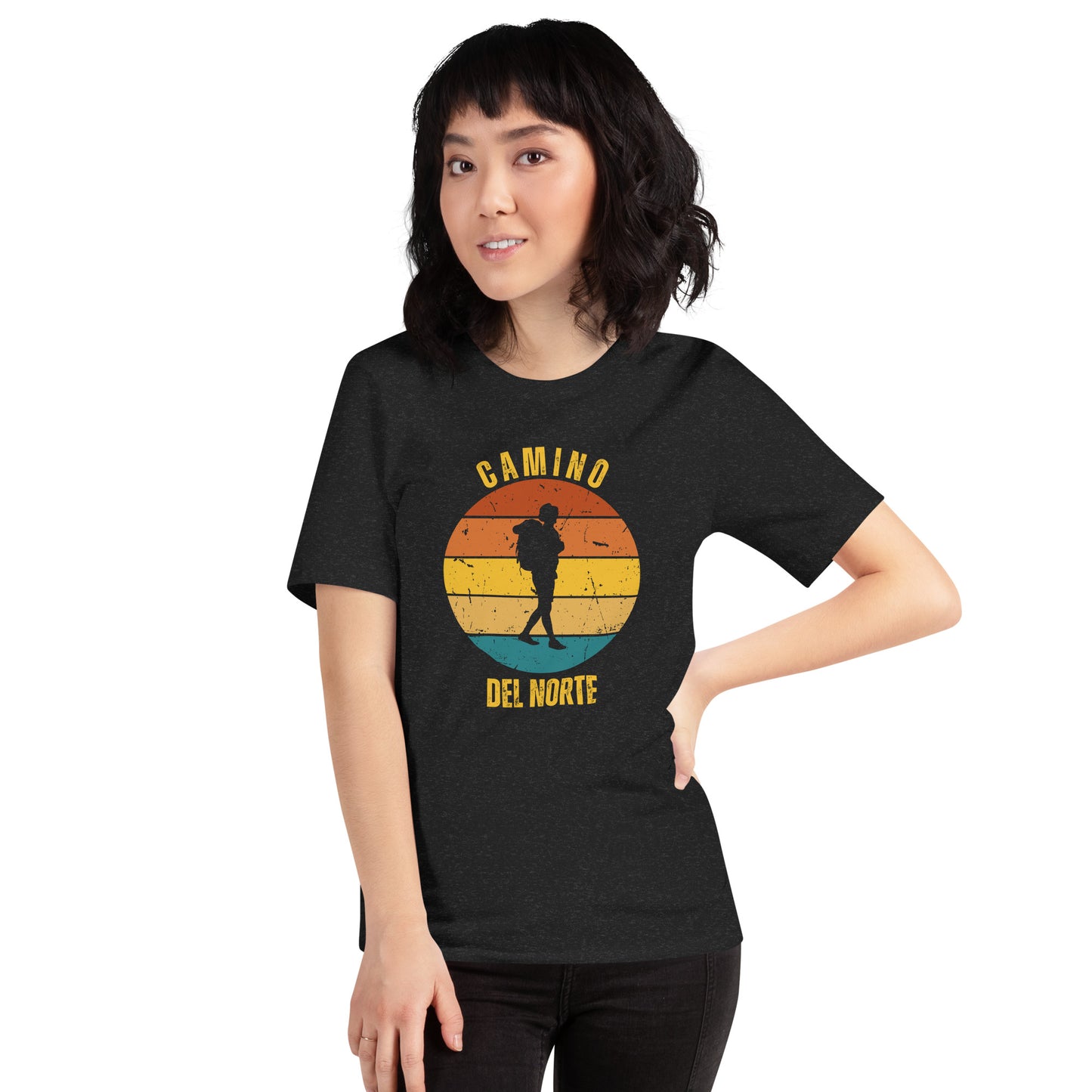 Black Heather Camino de Santiago del Norte T-Shirt Solo Hiker Female