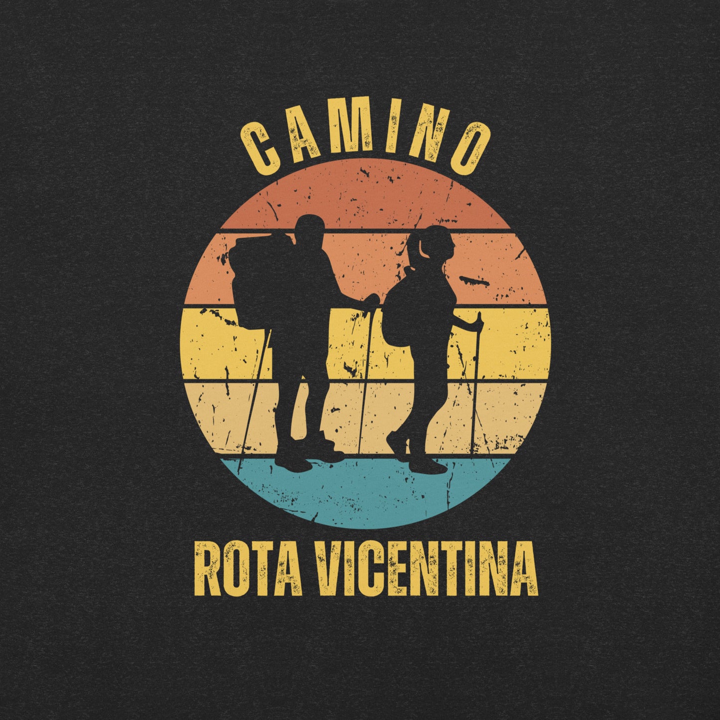 Rota Vicentina T-Shirt, Camino de Santiago Portugues Keepsake, 2 Hikers, Unisex