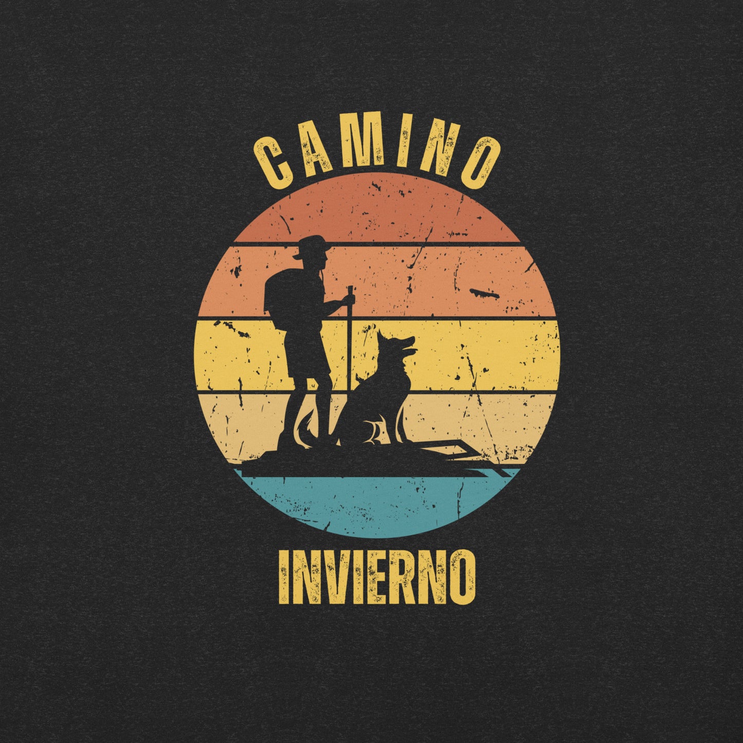 Camino Invierno T-Shirt, Gift for Camino de Santiago Winter Way Peregrino, Keepsake, Hiker & Dog, Unisex