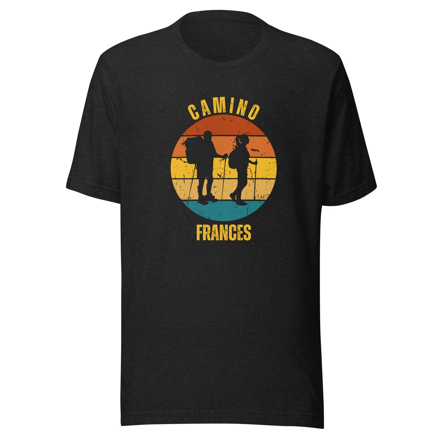 Camino Frances T-Shirt, Gift for Camino de Santiago French Way Peregrino, Keepsake, Two Hikers, Unisex