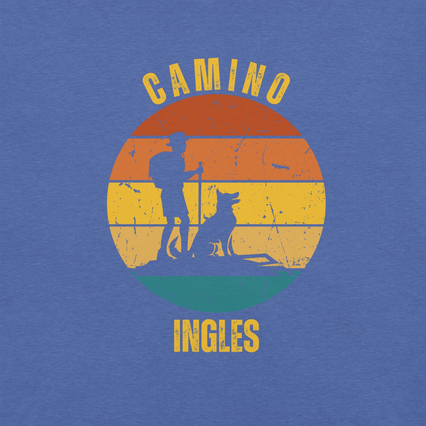 Peregrino Ingles, Camino de Santiago Keepsake, Hiker & Dog, Unisex T-Shirt