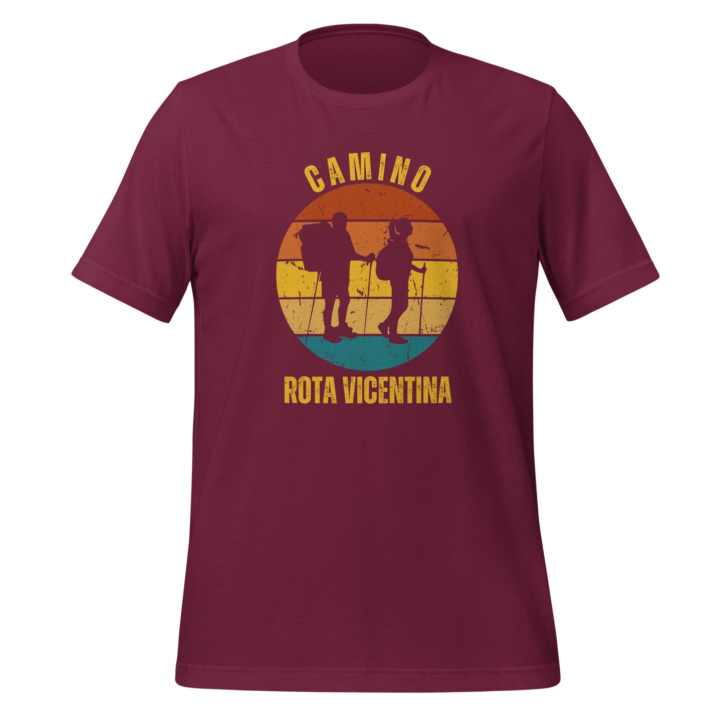 Rota Vicentina T-Shirt, Camino de Santiago Portugues Keepsake, 2 Hikers, Unisex