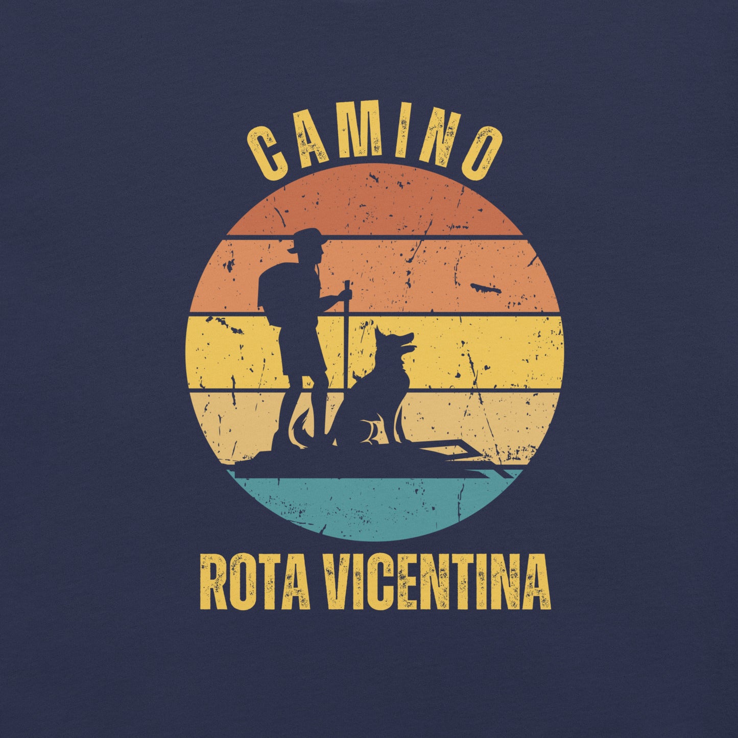 Rota Vicentina T-Shirt, Camino de Santiago Portugues Keepsake, Hiker with Dog, Unisex