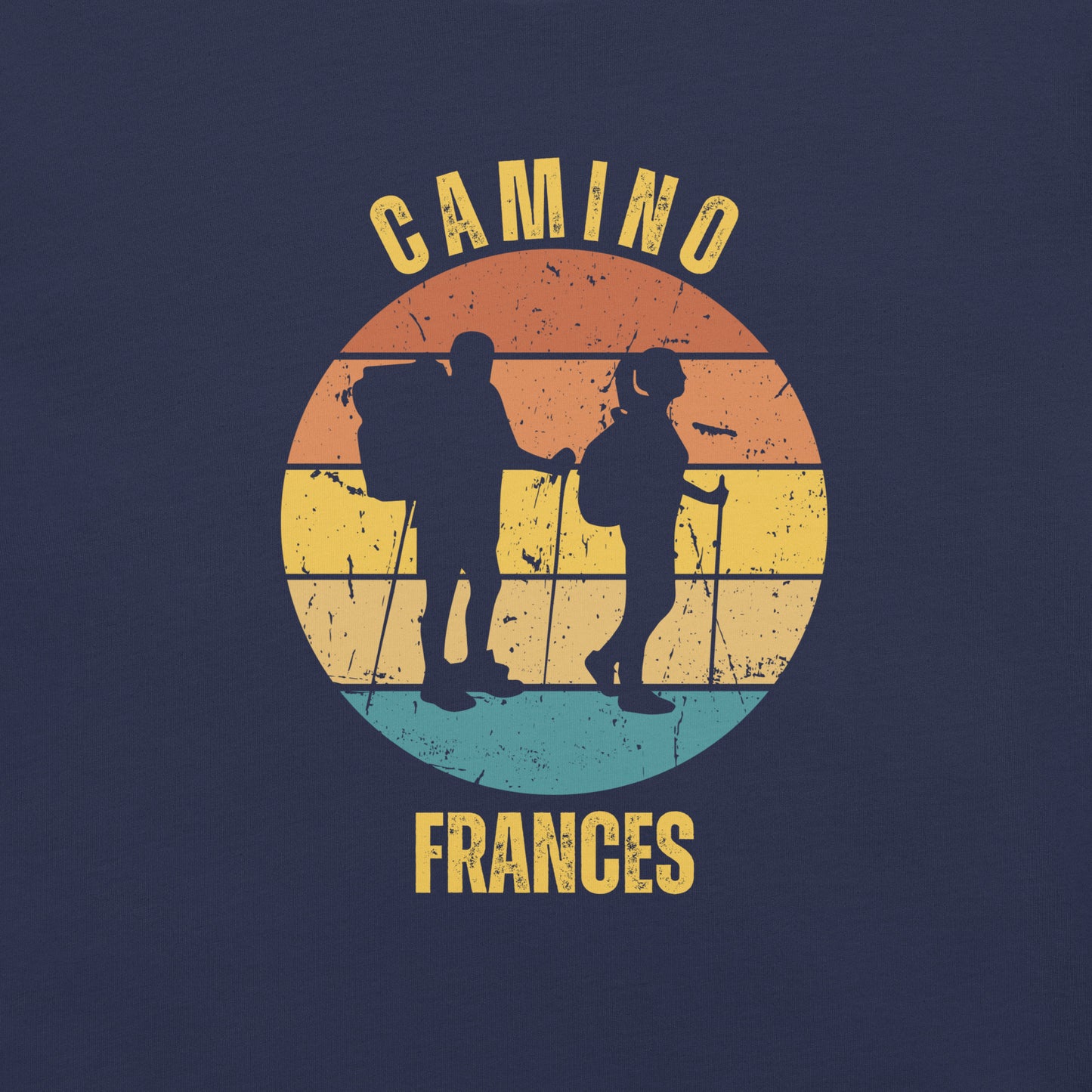 Camino Frances T-Shirt, Gift for Camino de Santiago French Way Peregrino, Keepsake, Two Hikers, Unisex