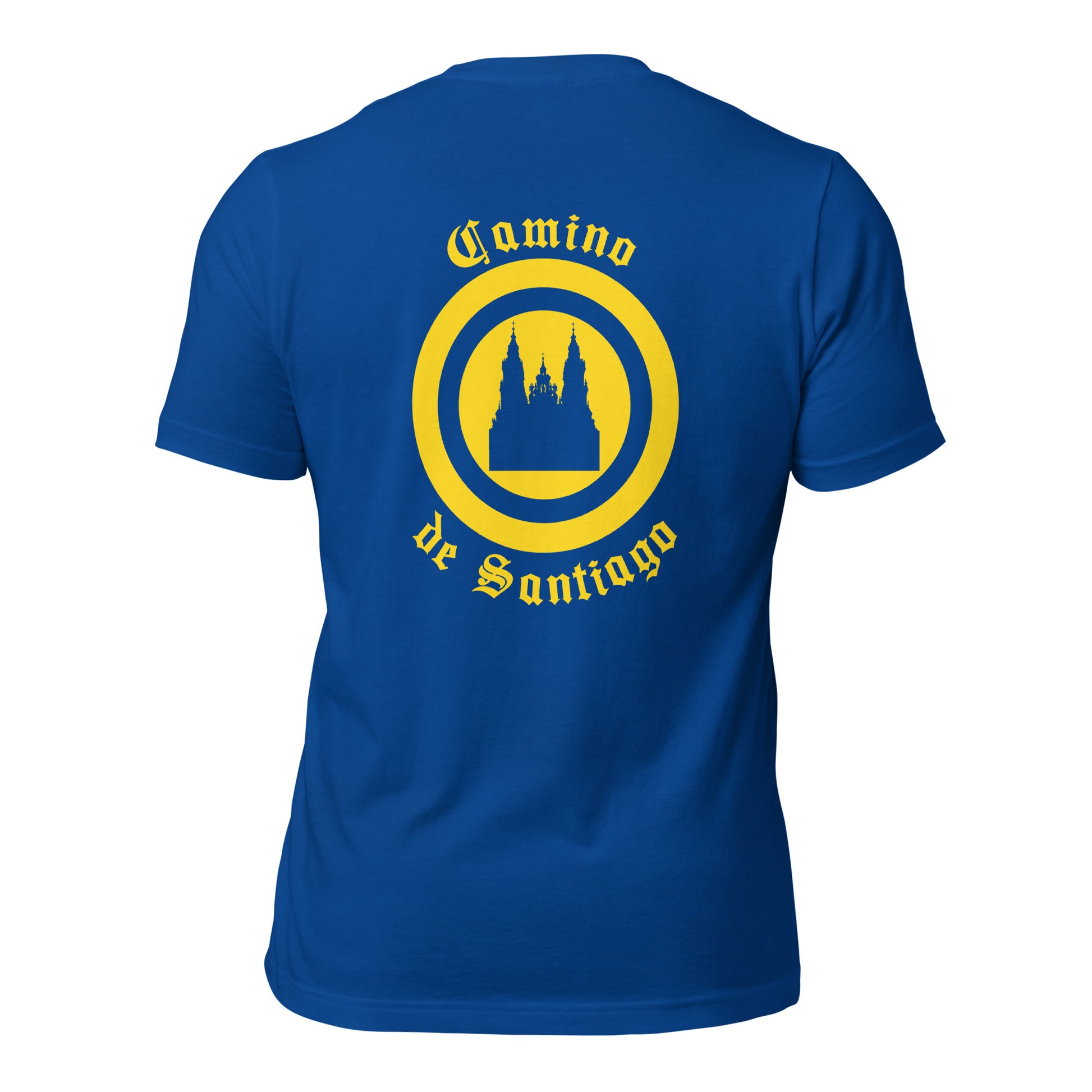 Royal Blue Camino de Santiago de Compostela T-Shirt Back Design