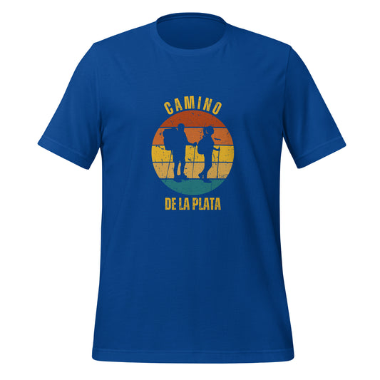 Camino de la Plata T-Shirt, Camino de Santiago Keepsake, Two Hikers, Unisex