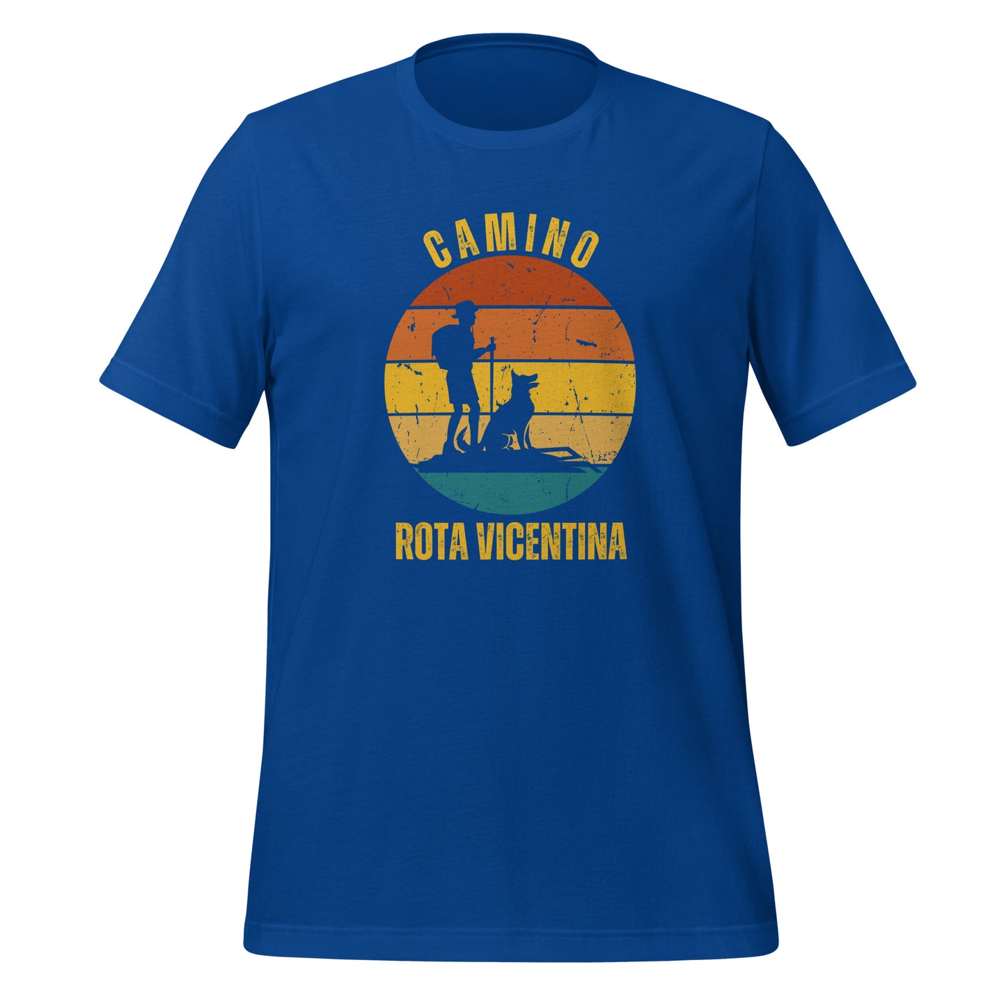 Rota Vicentina T-Shirt, Camino de Santiago Portugues Keepsake, Hiker with Dog, Unisex