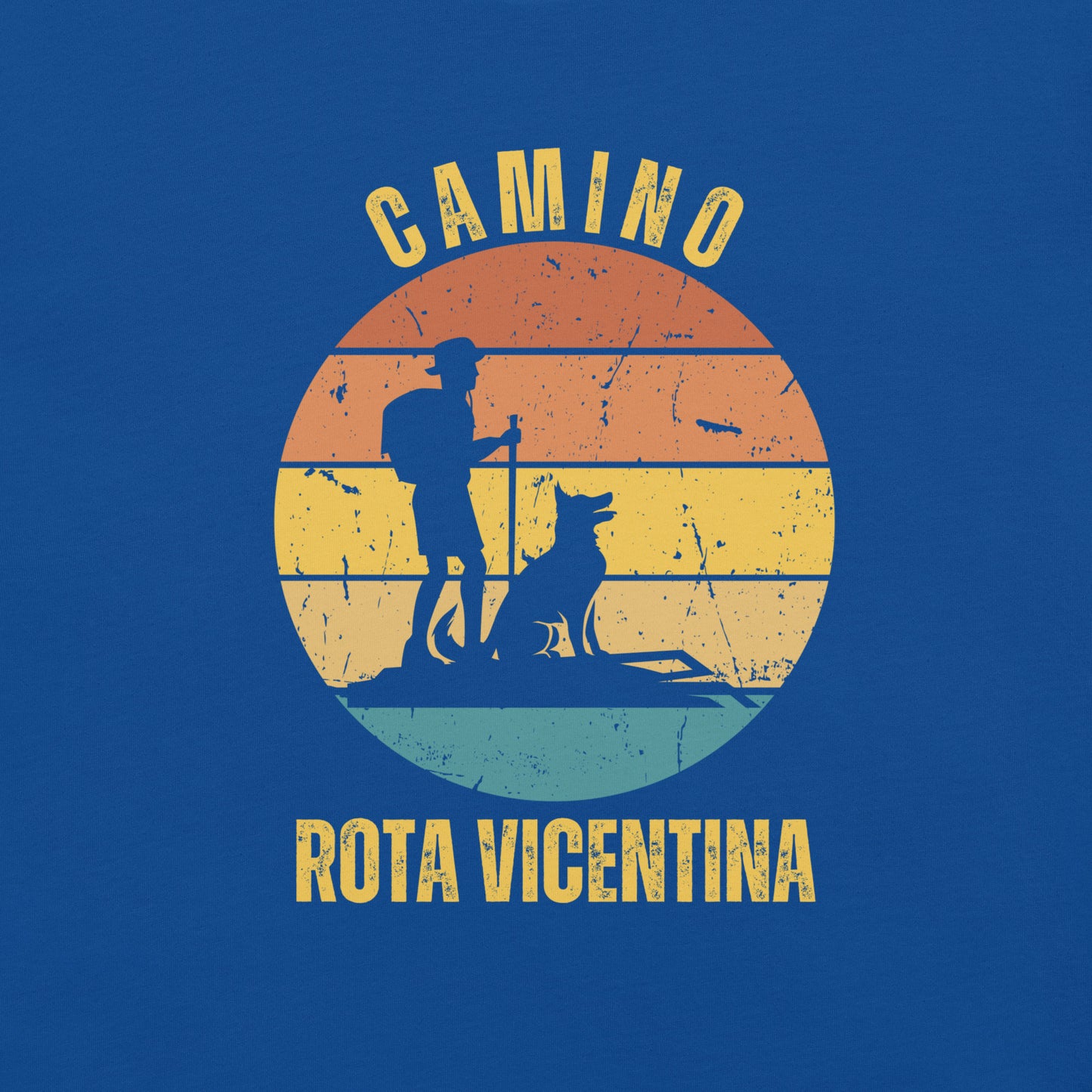 Rota Vicentina T-Shirt, Camino de Santiago Portugues Keepsake, Hiker with Dog, Unisex