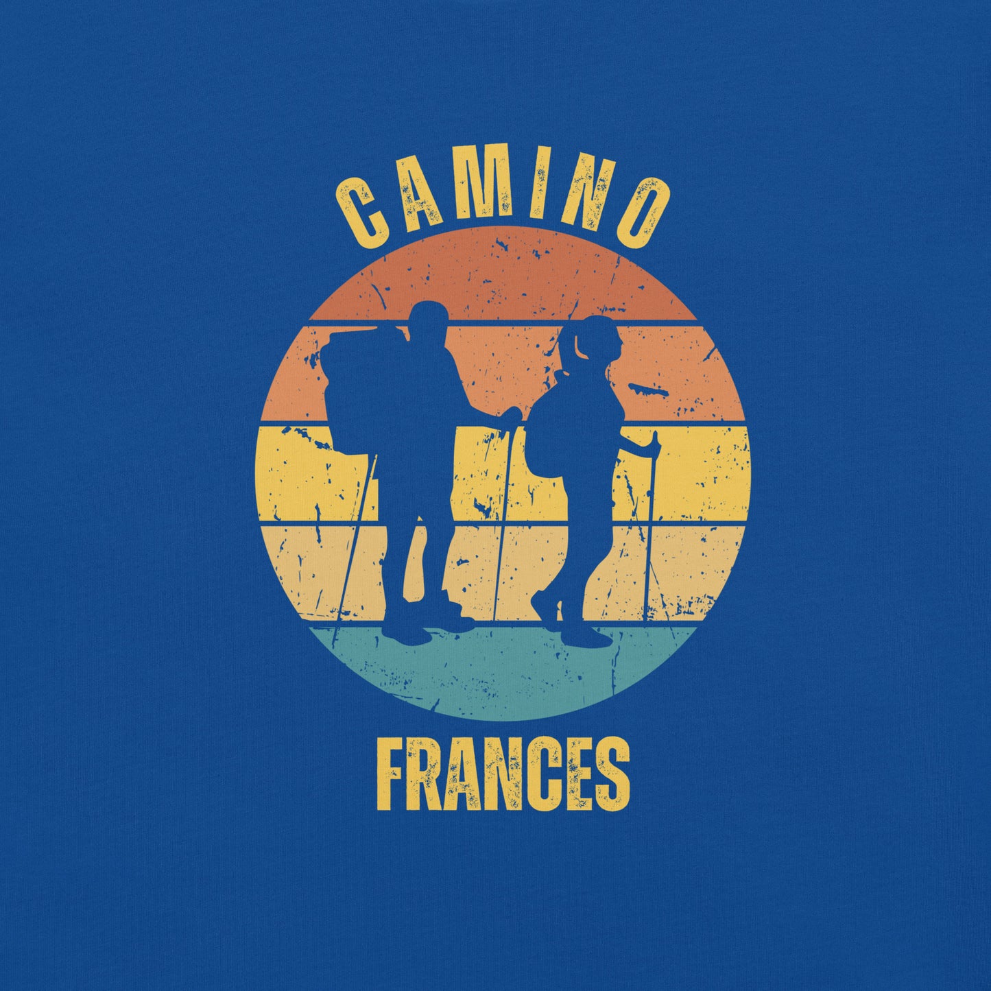 Camino Frances T-Shirt, Gift for Camino de Santiago French Way Peregrino, Keepsake, Two Hikers, Unisex