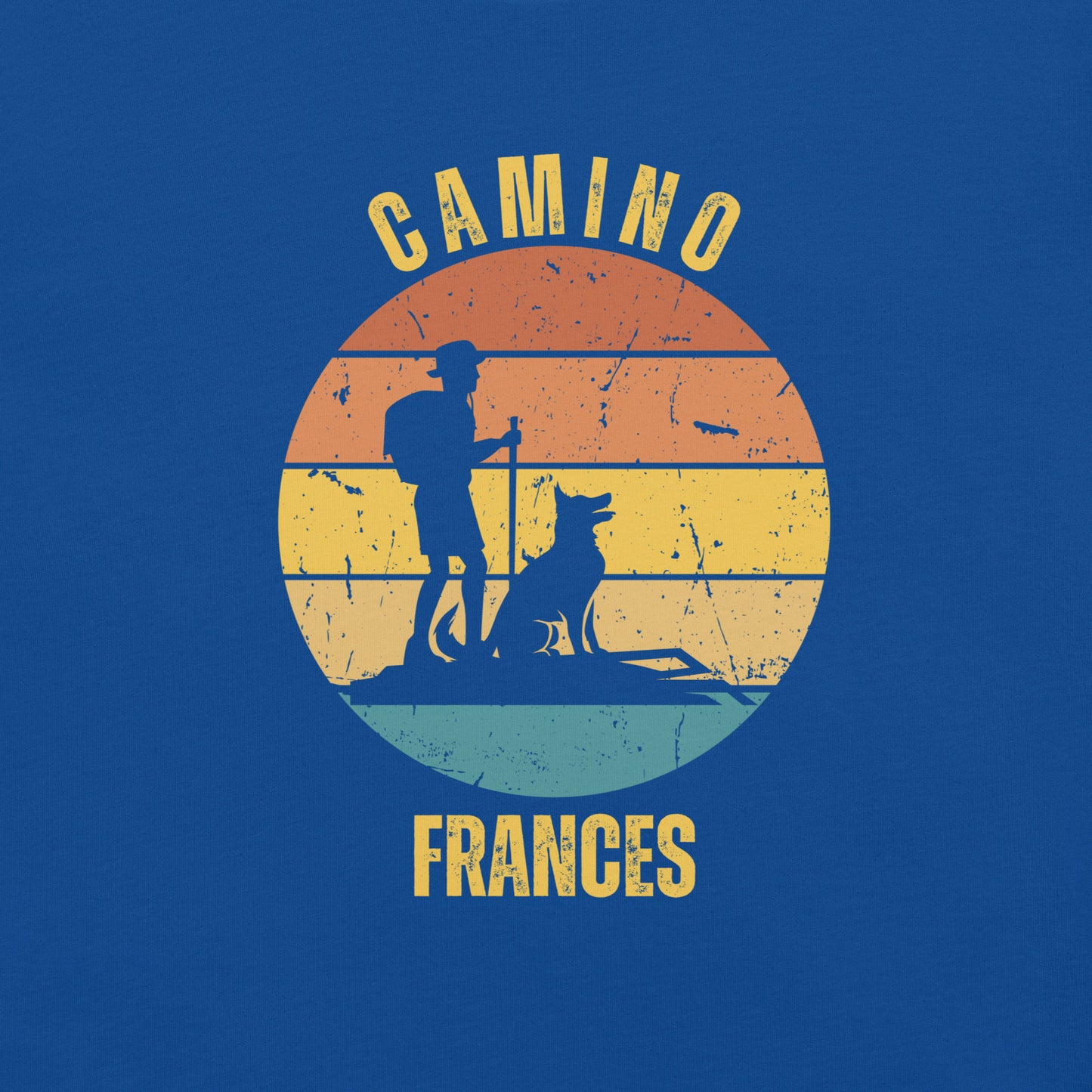 Camino Frances T-Shirt, Gift for Camino de Santiago French Way Peregrino, Keepsake, Hiker & Dog, Unisex