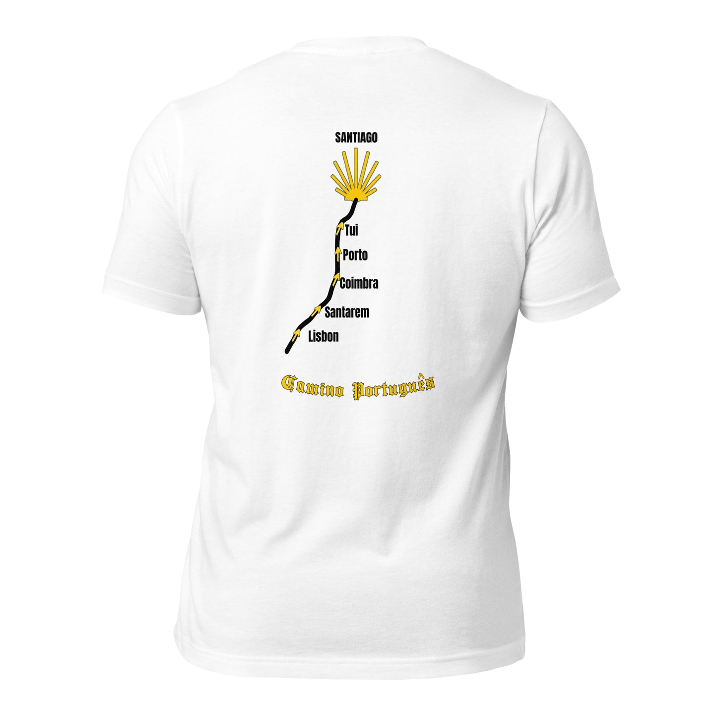 Camino Portugues T-Shirt, Gift for Camino de Santiago Peregrino Back Design, Unisex