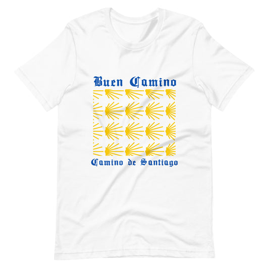 Camino de Santiago, Buen Camino w/Shell Block, Unisex T-Shirt, Short Sleeve