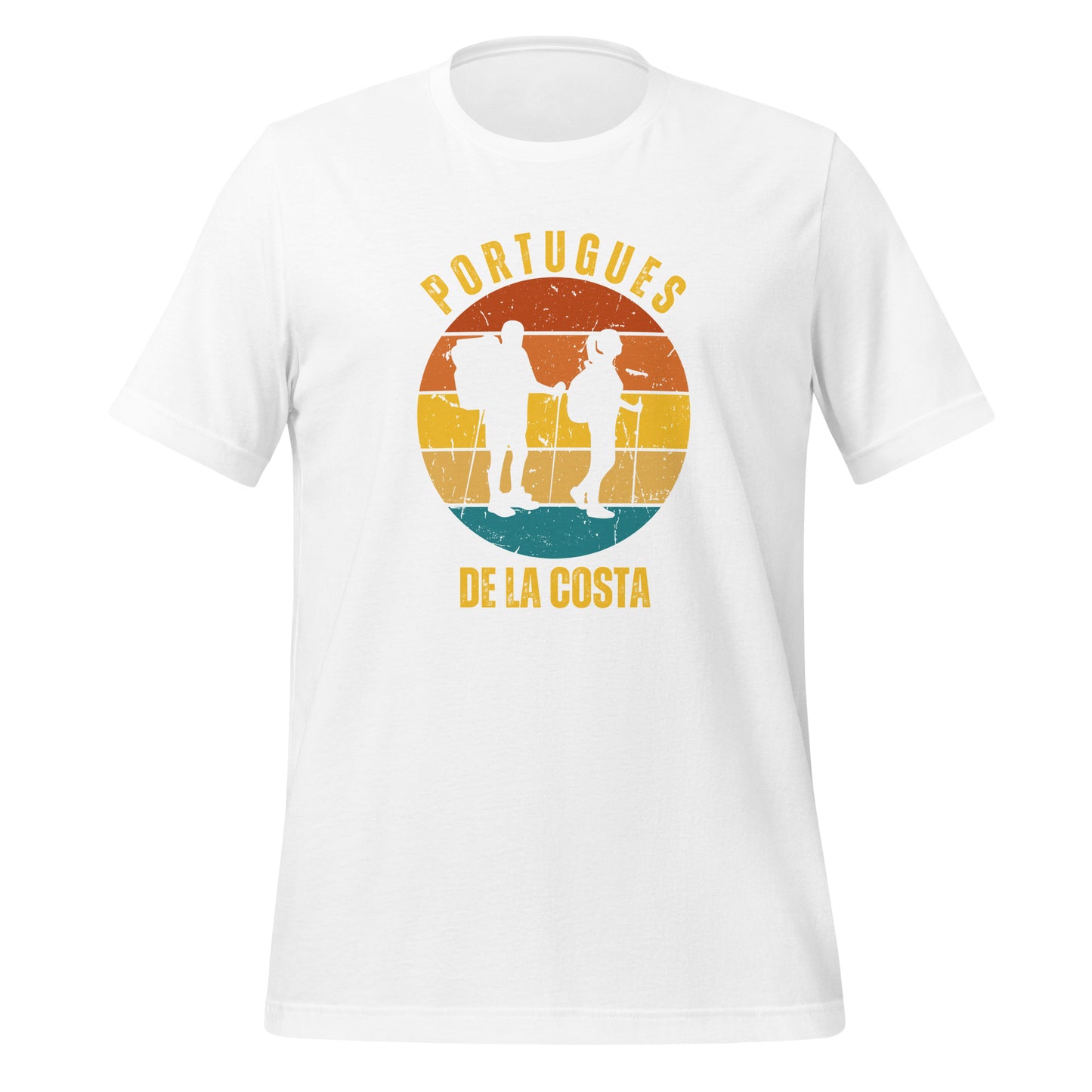 Portugues de la Costa T-Shirt, Commemorate Camino de Santiago, 2 Hikers, Unisex