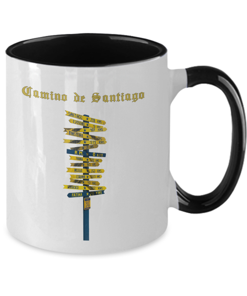 Camino de Santiago Signpost Mug Black and White