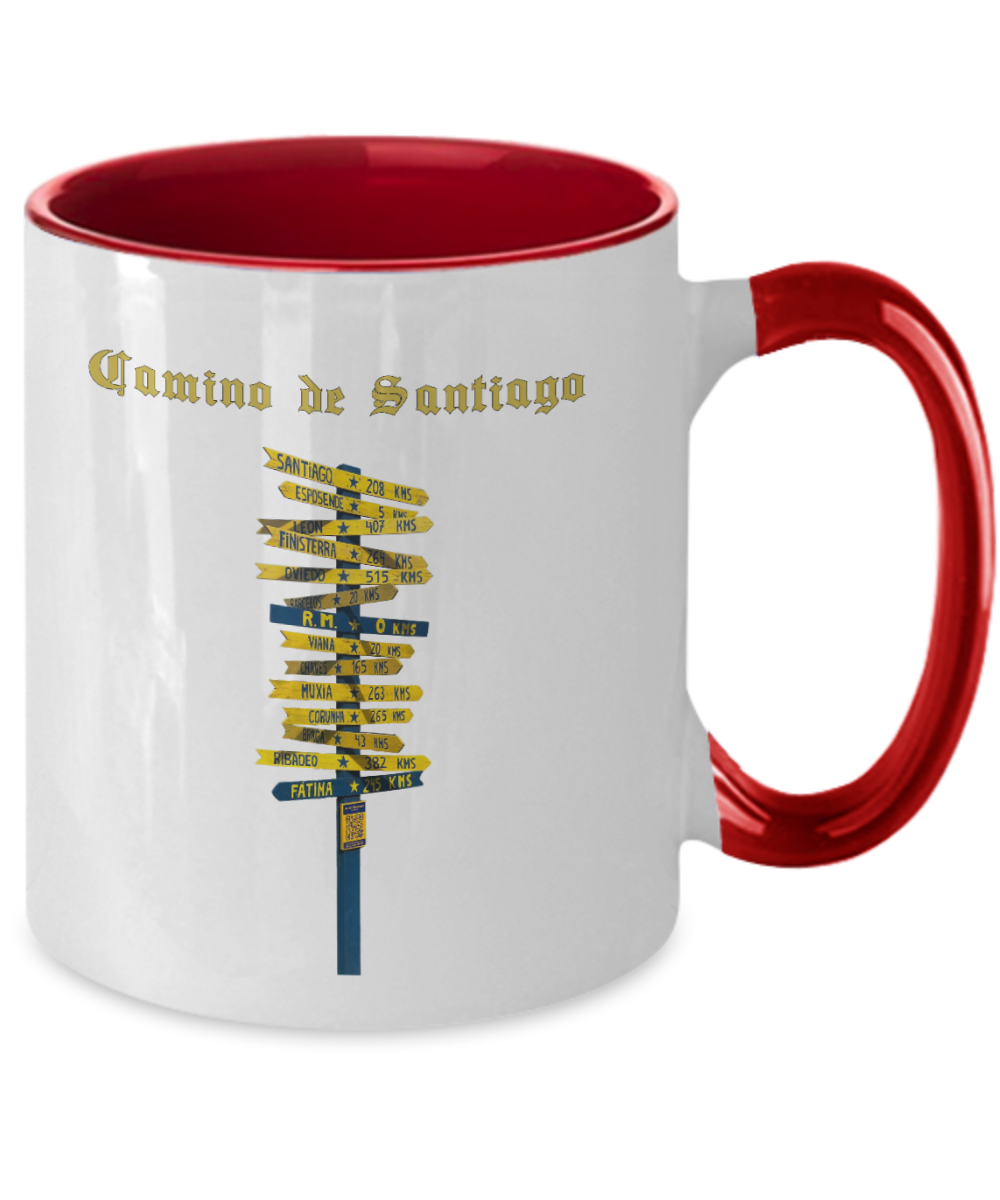 Camino de Santiago Signpost Mug Red and White