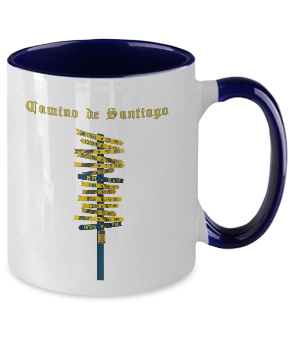 Camino de Santiago Signpost Mug Navy and White