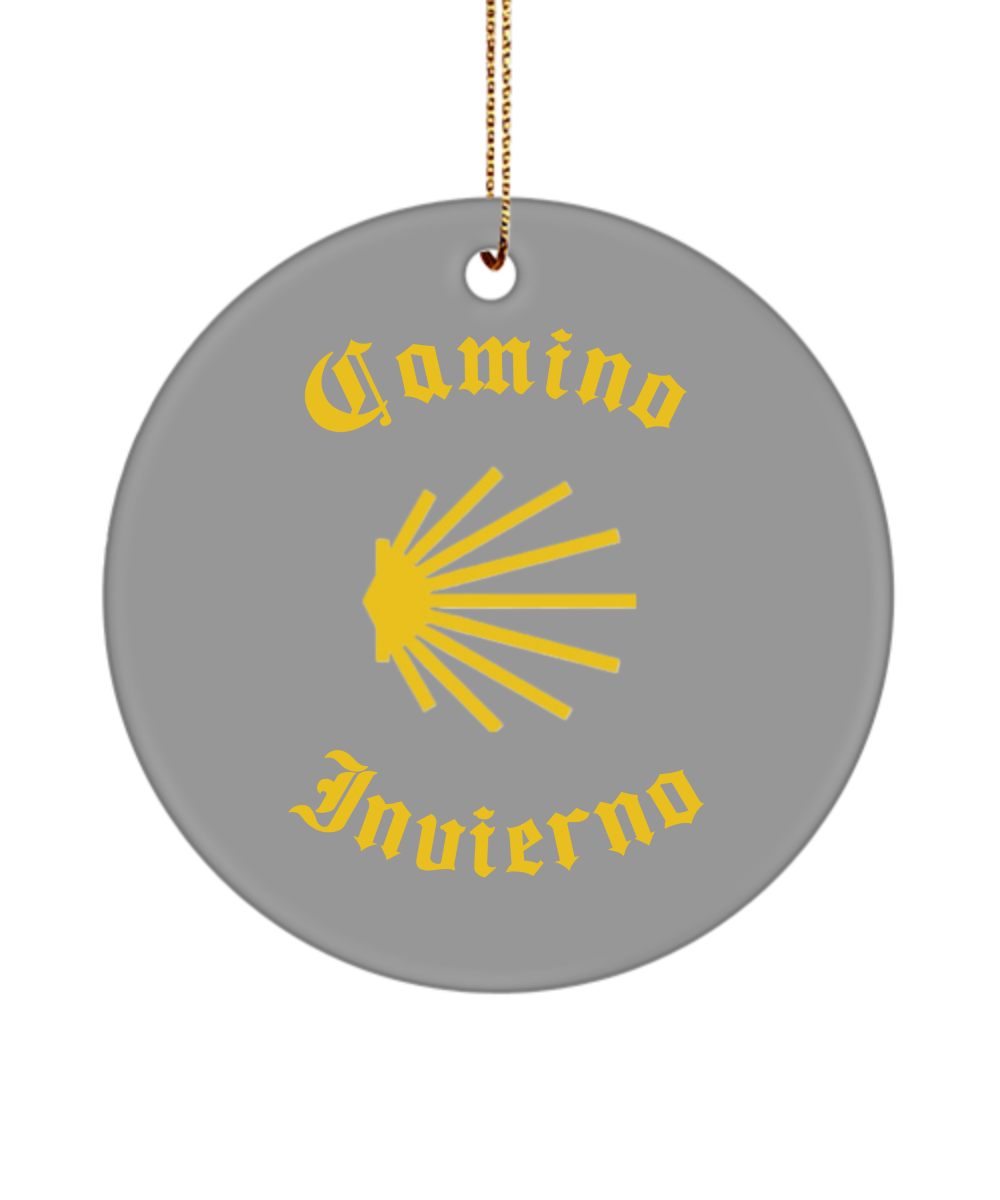 Camino de Santiago Christmas Ornament Seashell Invierno 3" Ceramic, Round