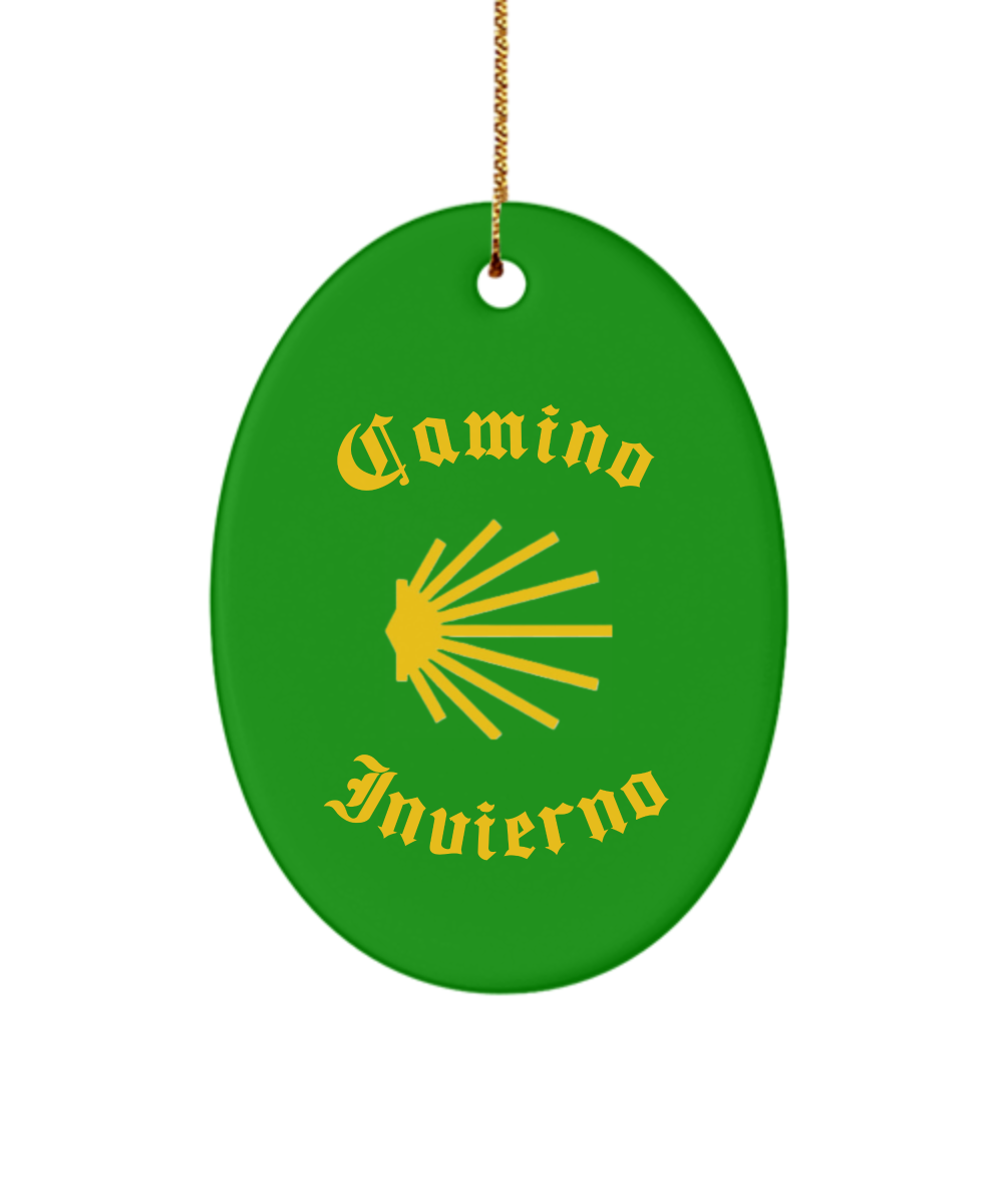 Camino de Santiago Christmas Ornament Seashell Invierno 3" Ceramic, Star, Oval, or Heart