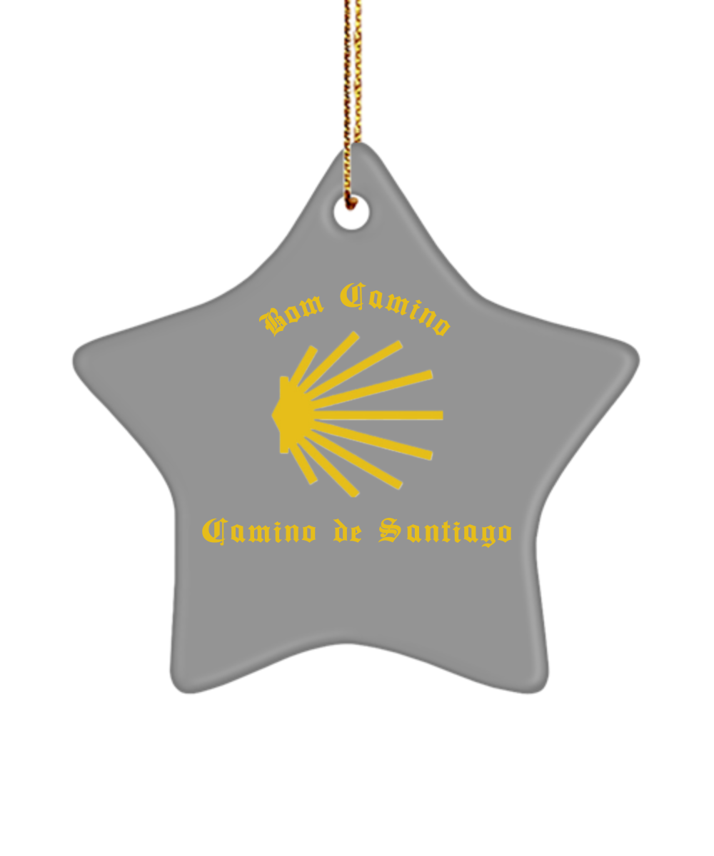 Camino de Santiago Bom Camino Christmas Ornament, Portugues Way, 3" Heart, Oval, or Star Ceramic Keepsake Heart, Star, or Oval