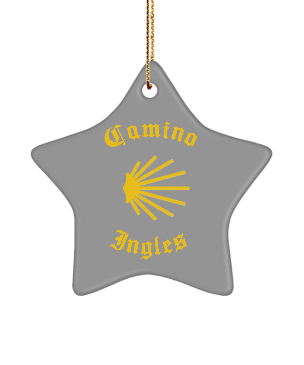 Camino de Santiago Ingles Star Christmas Ornament Grey