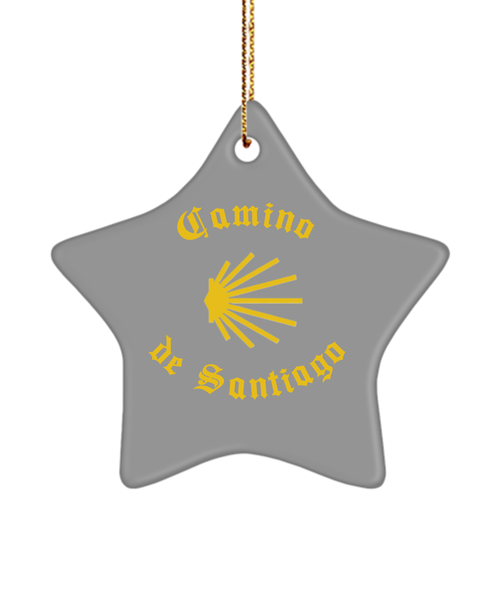 Camino de Santiago Christmas Ornament 3" Grey Star