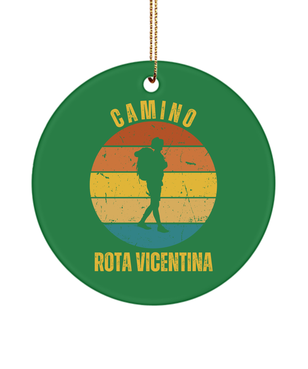 Camino de Santiago Christmas Ornament Solo Hiker Rota Vicentina, Ceramic, 3"Round