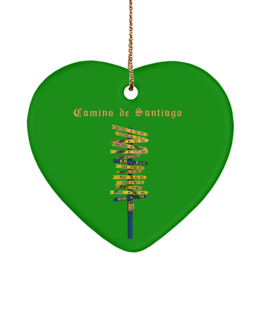 Camino de Santiago Christmas Ornament Sign Post 3" Circle  or Oval Ceramic Keepsake Signpost