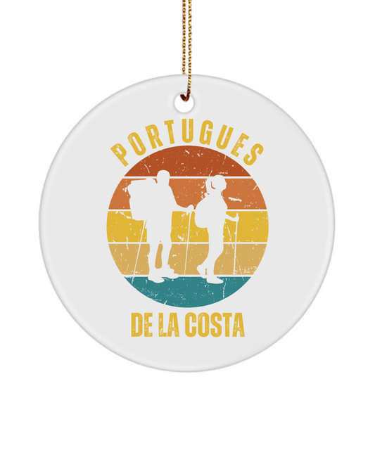 Camino de la Costa Hikers Christmas Ornament, Camino de Santiago, 3" Round, Ceramic