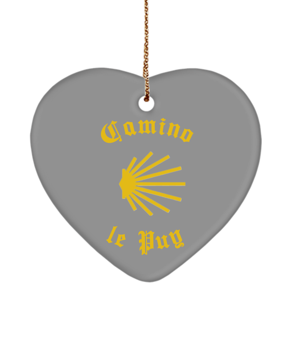 Camino de Santiago Christmas Ornament Seashell le Puy 3" Ceramic, Heart, Star, or Oval