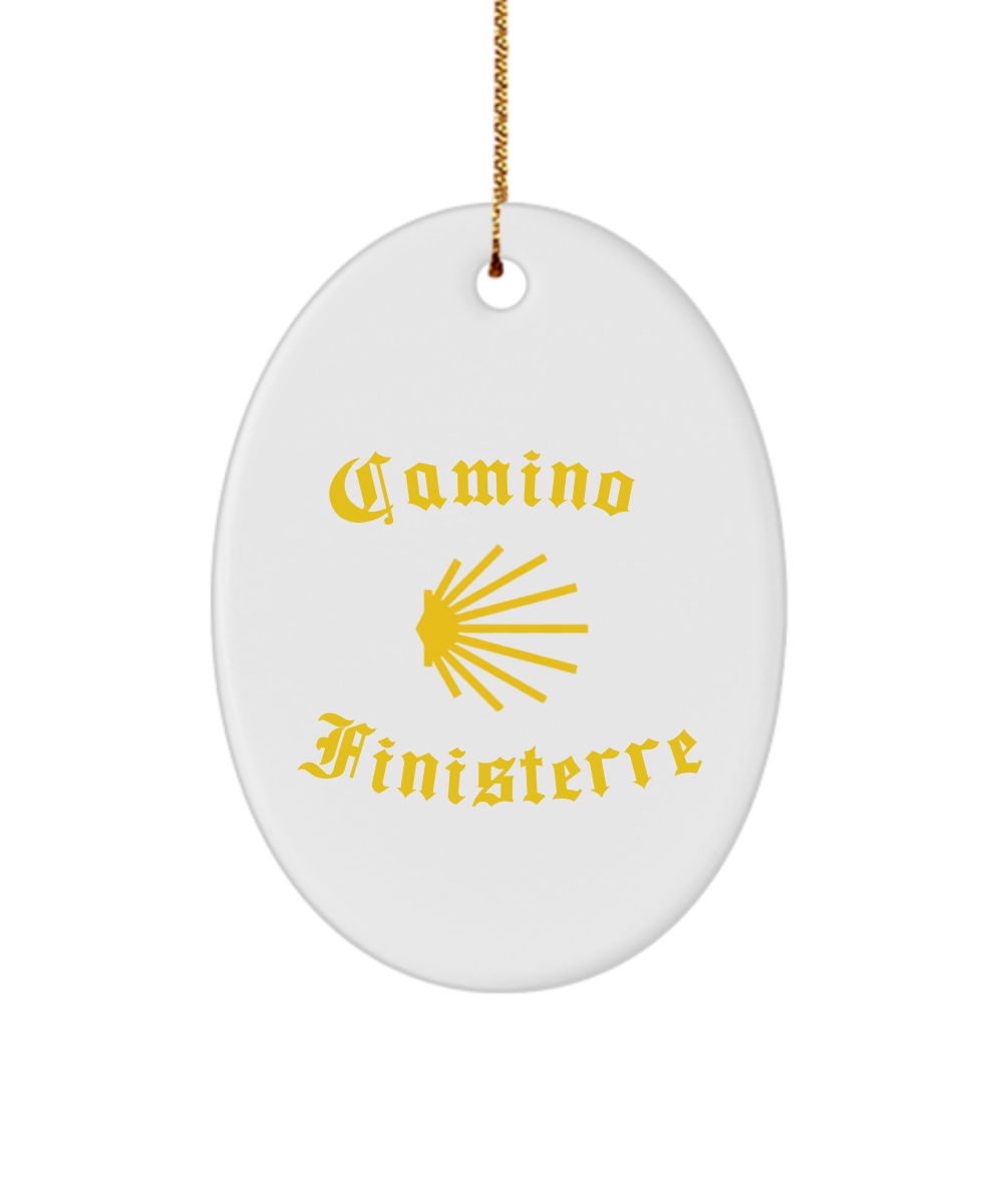 Camino de Santiago Christmas Ornament Seashell Finisterre 3" Ceramic Star, Heart, or Oval