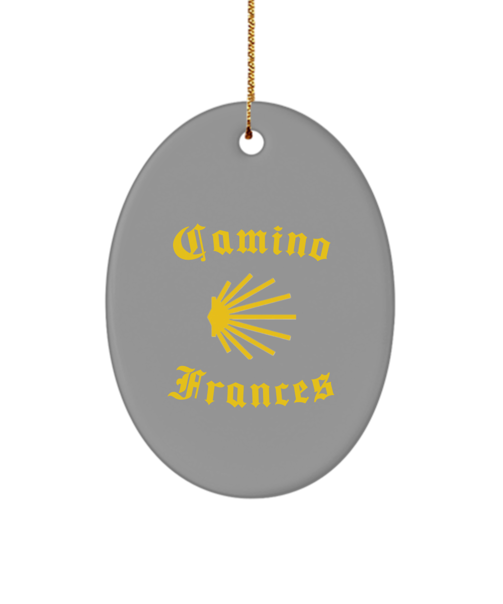 Camino de Santiago Christmas Ornament Seashell Frances 3" Ceramic Heart, Oval, or Star