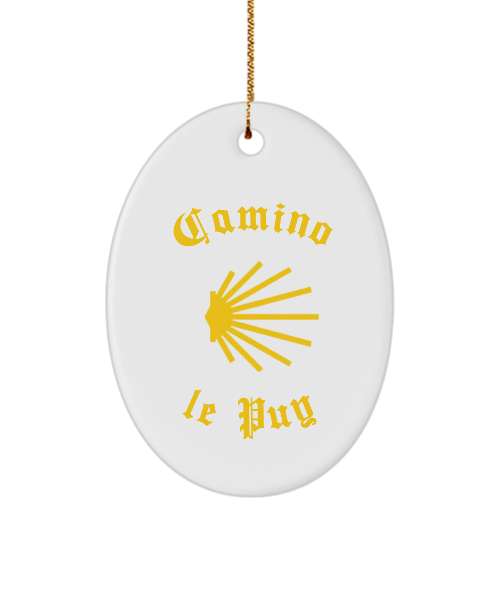 Camino de Santiago Christmas Ornament Seashell le Puy 3" Ceramic, Heart, Star, or Oval