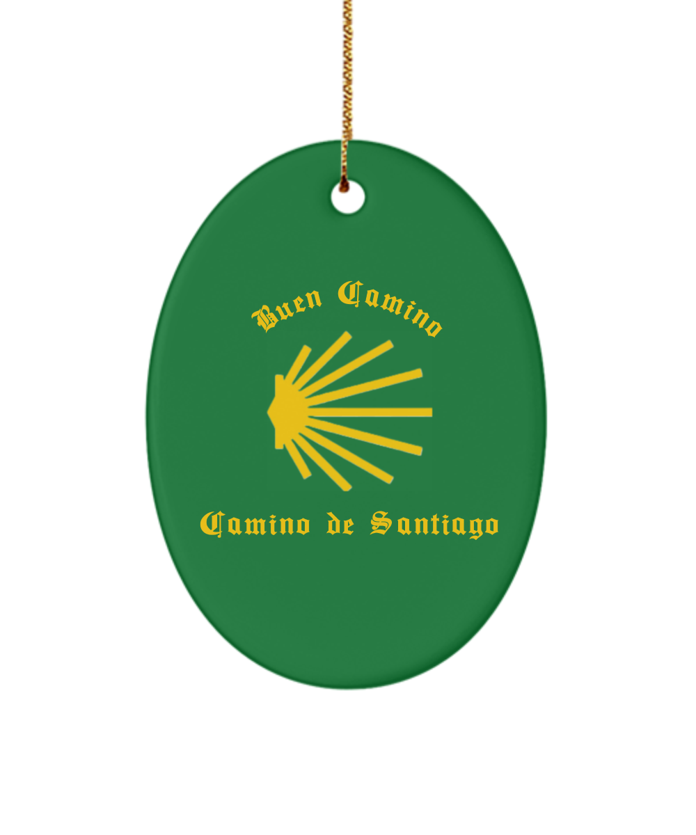 Camino de Santiago Buen Camino Christmas Ornament Christmas Green Oval