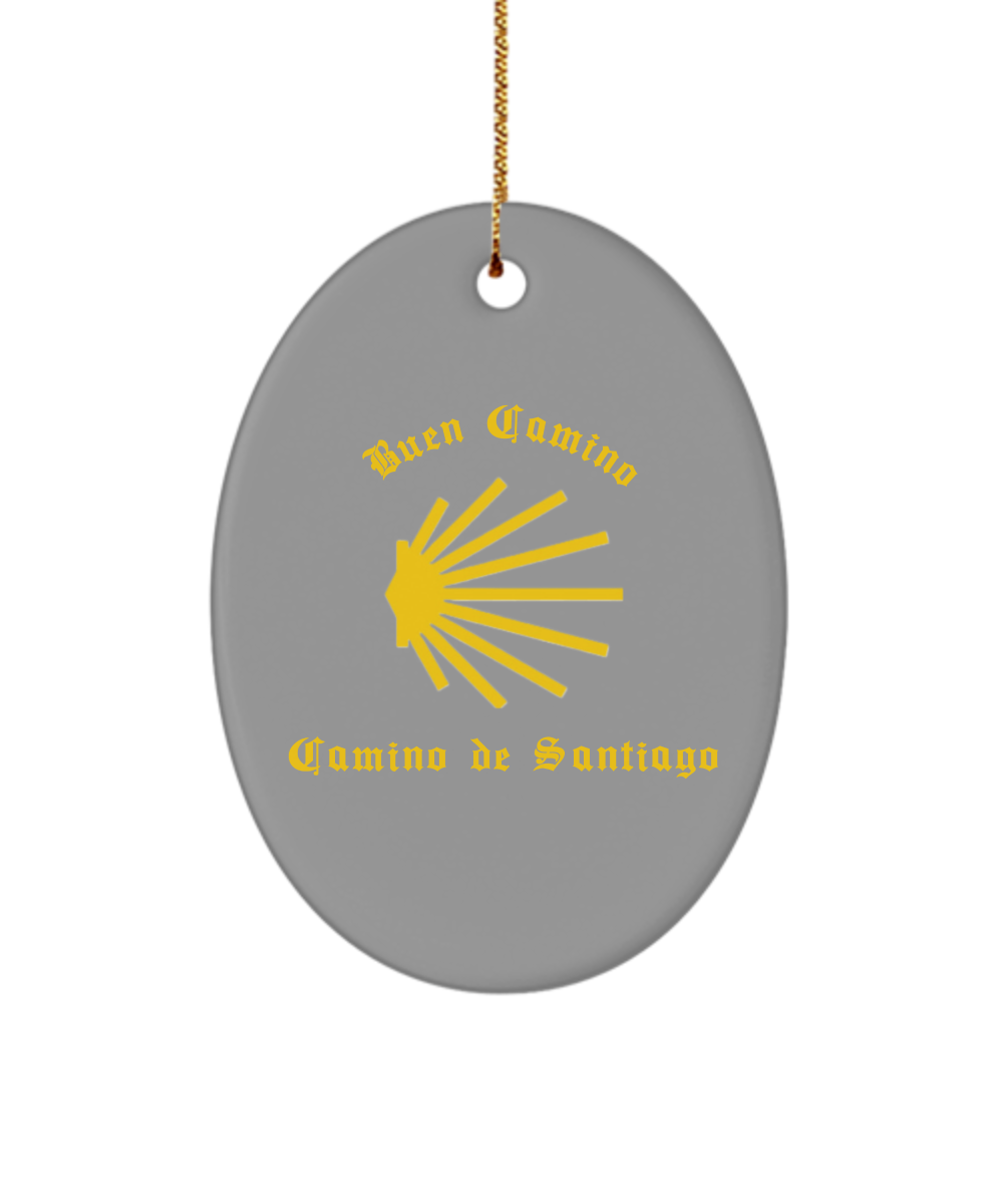 Camino de Santiago Buen Camino Christmas Ornament Grey Oval