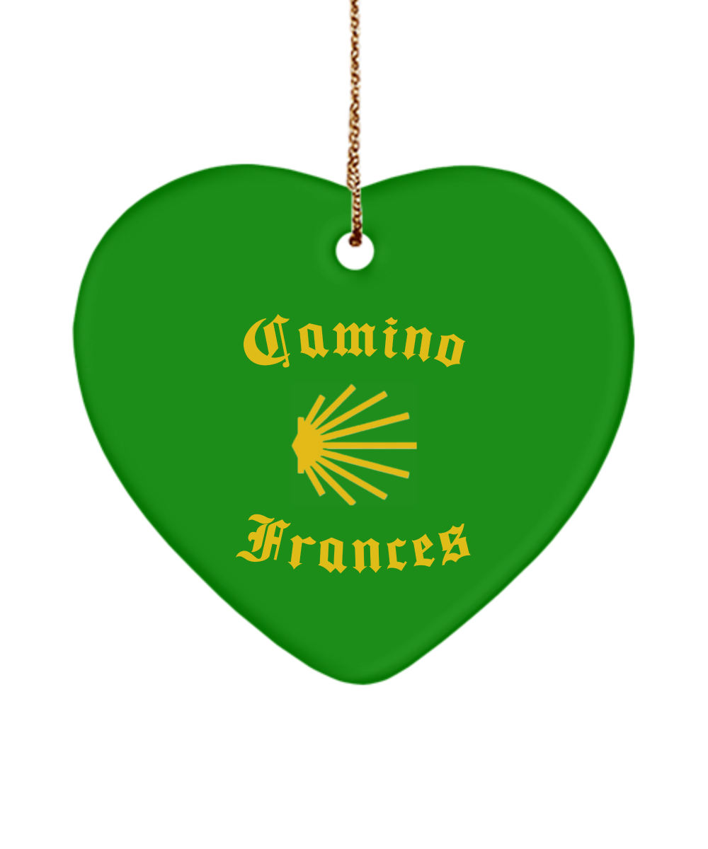 Camino de Santiago Christmas Ornament Seashell Frances 3" Ceramic Heart, Oval, or Star