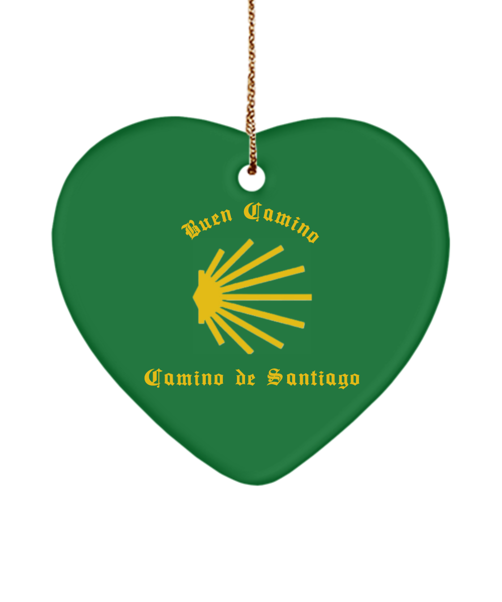 Camino de Santiago Buen Camino Christmas Ornament Christmas Green Heart