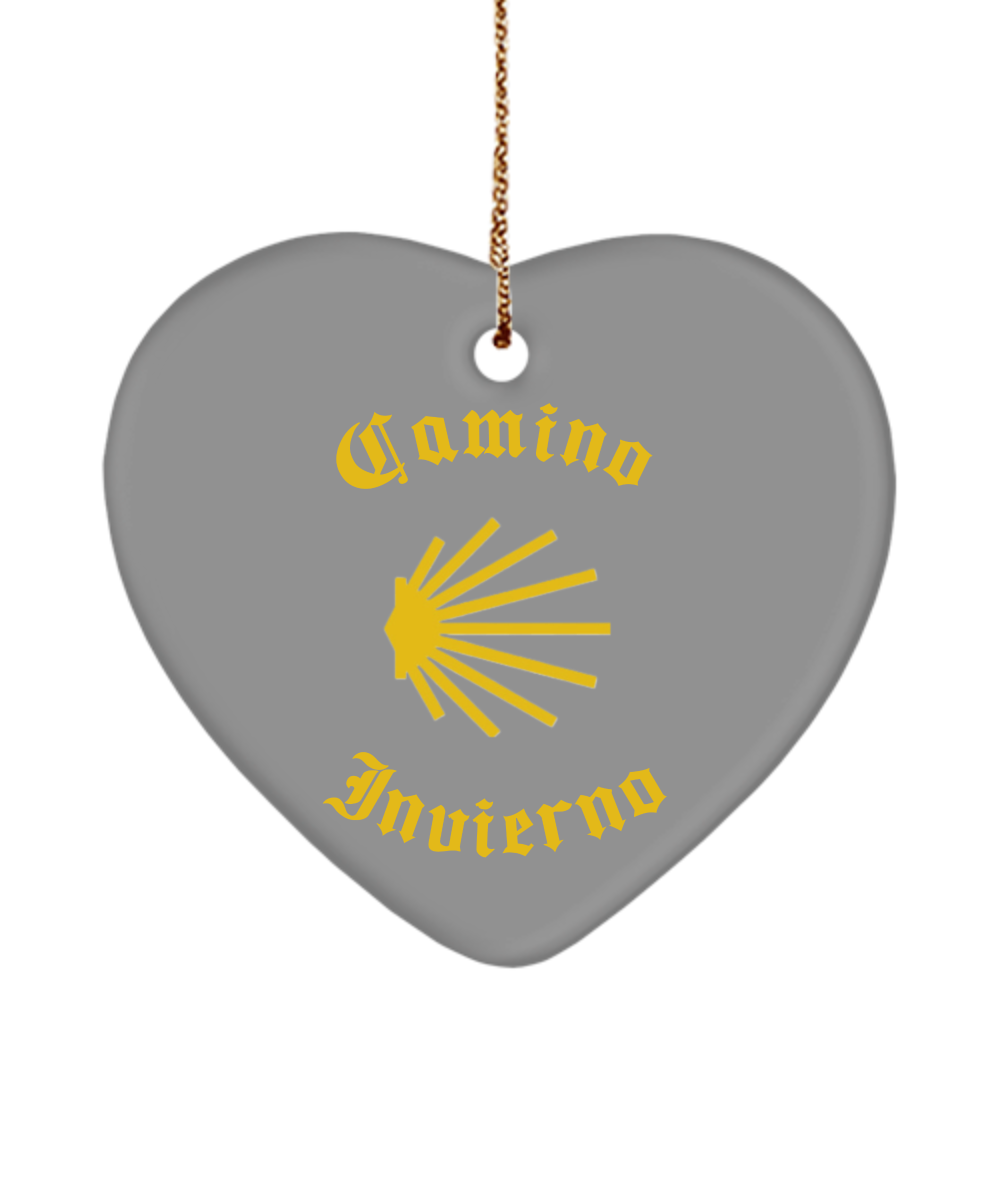 Camino de Santiago Christmas Ornament Seashell Invierno 3" Ceramic, Star, Oval, or Heart